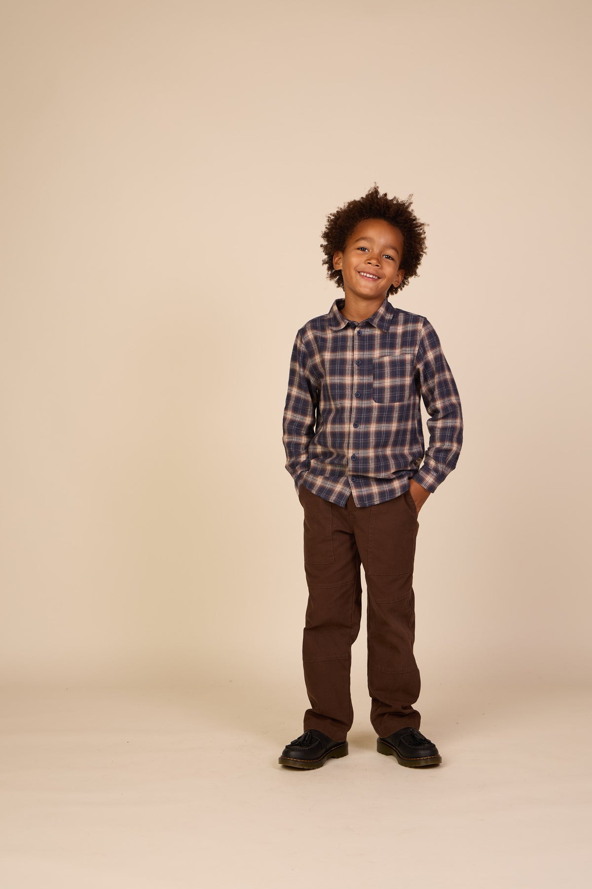 Geruit flanellen overhemd Tween - Navy/Beige | 101650 Edwin