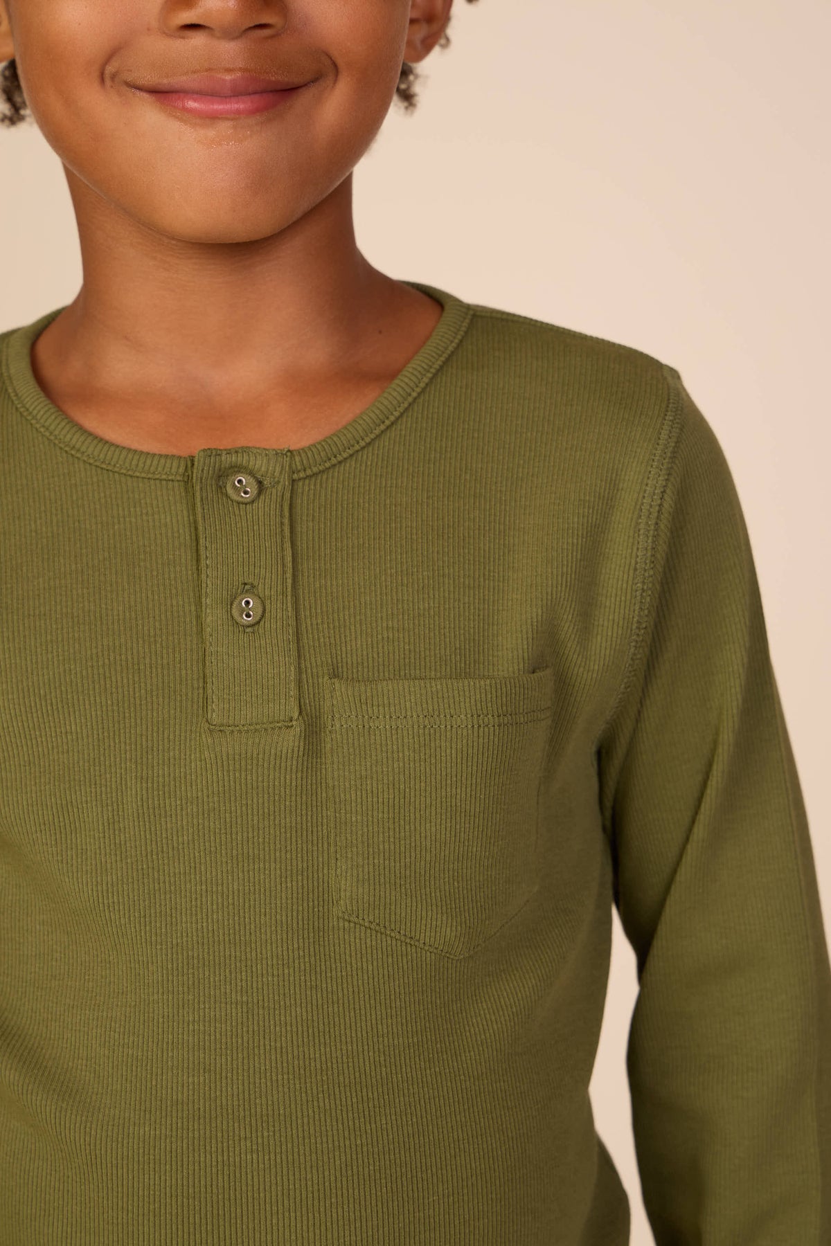 Geribd henley-langarmshirt Tween - Moss Green | 101594 Conrad