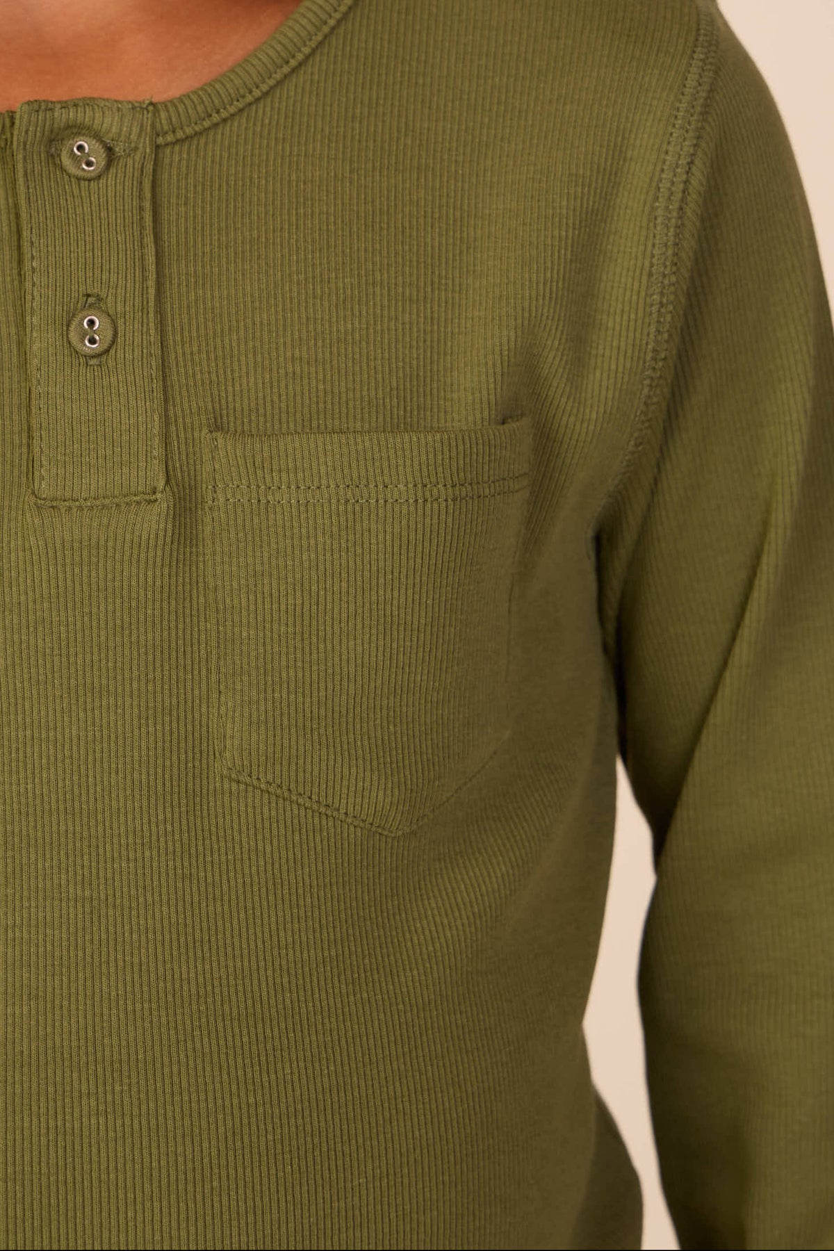 Geribd henley-langarmshirt Kids - Moss Green | 101593 Conrad