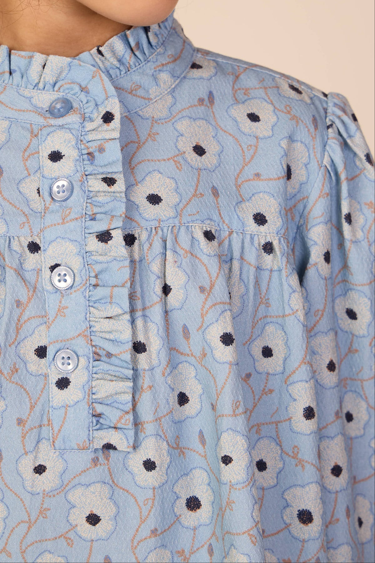 Gebloemde katoenen blouse Kids - Blue/Brown | 101435 Nova