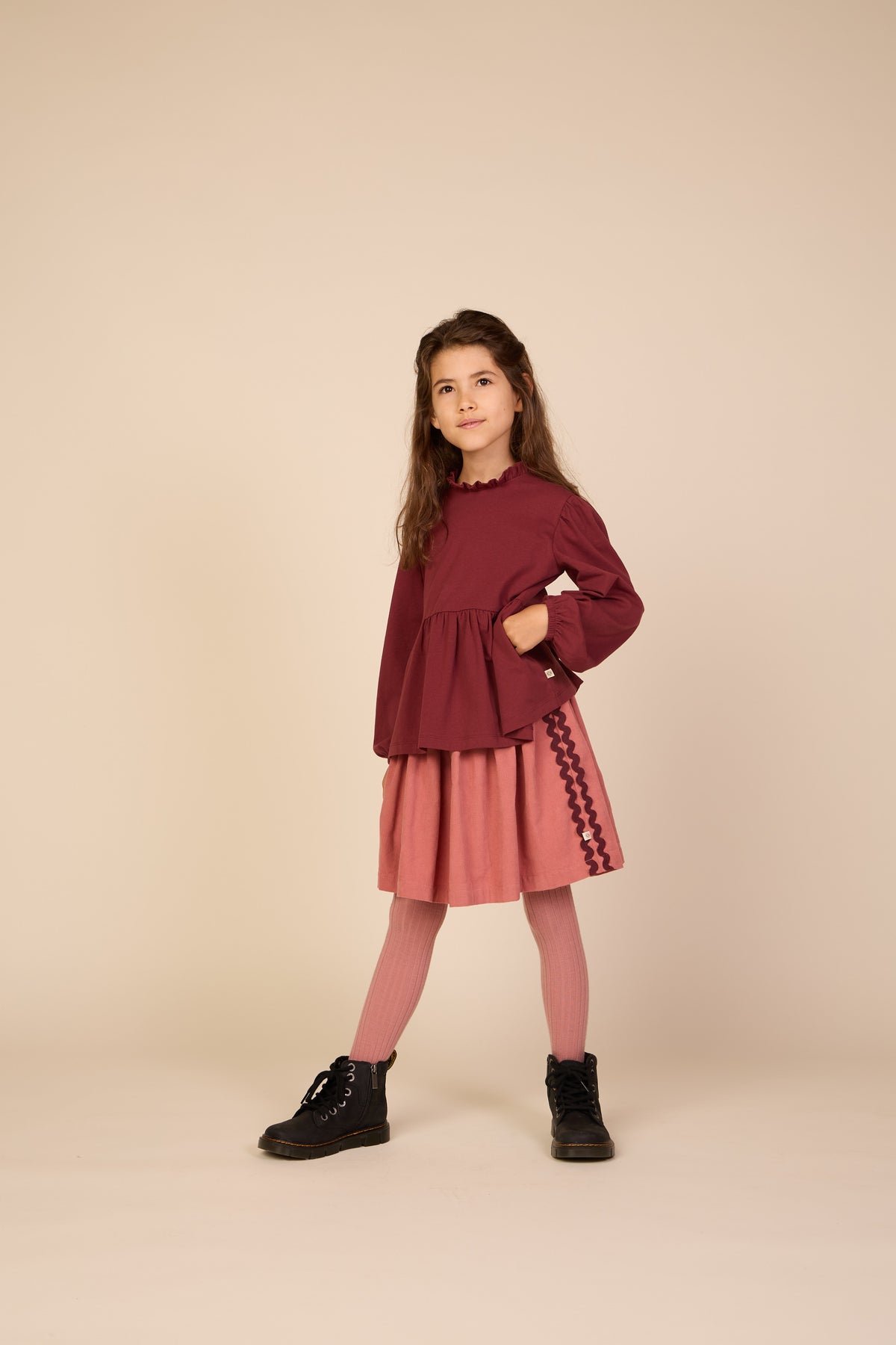 Corduroy rok met zigzagband Tween - Dusty Rose | 101480 Sille