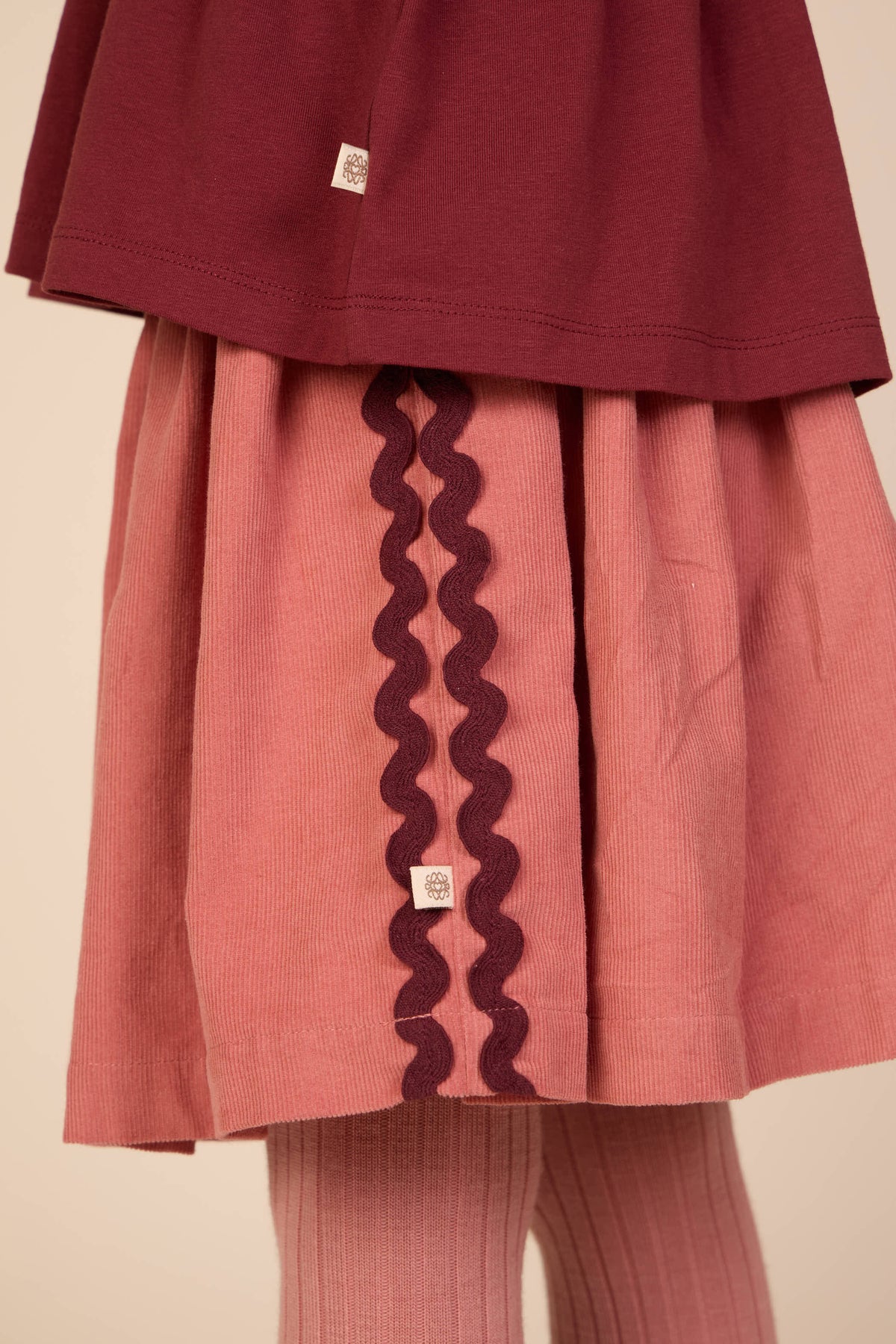 Corduroy rok met zigzagband Kids - Dusty Rose | 101479 Sille