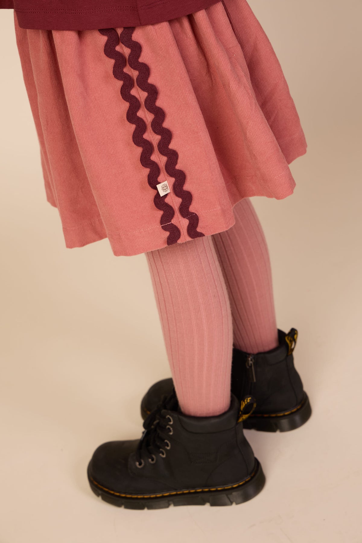 Corduroy rok met zigzagband Tween - Dusty Rose | 101480 Sille