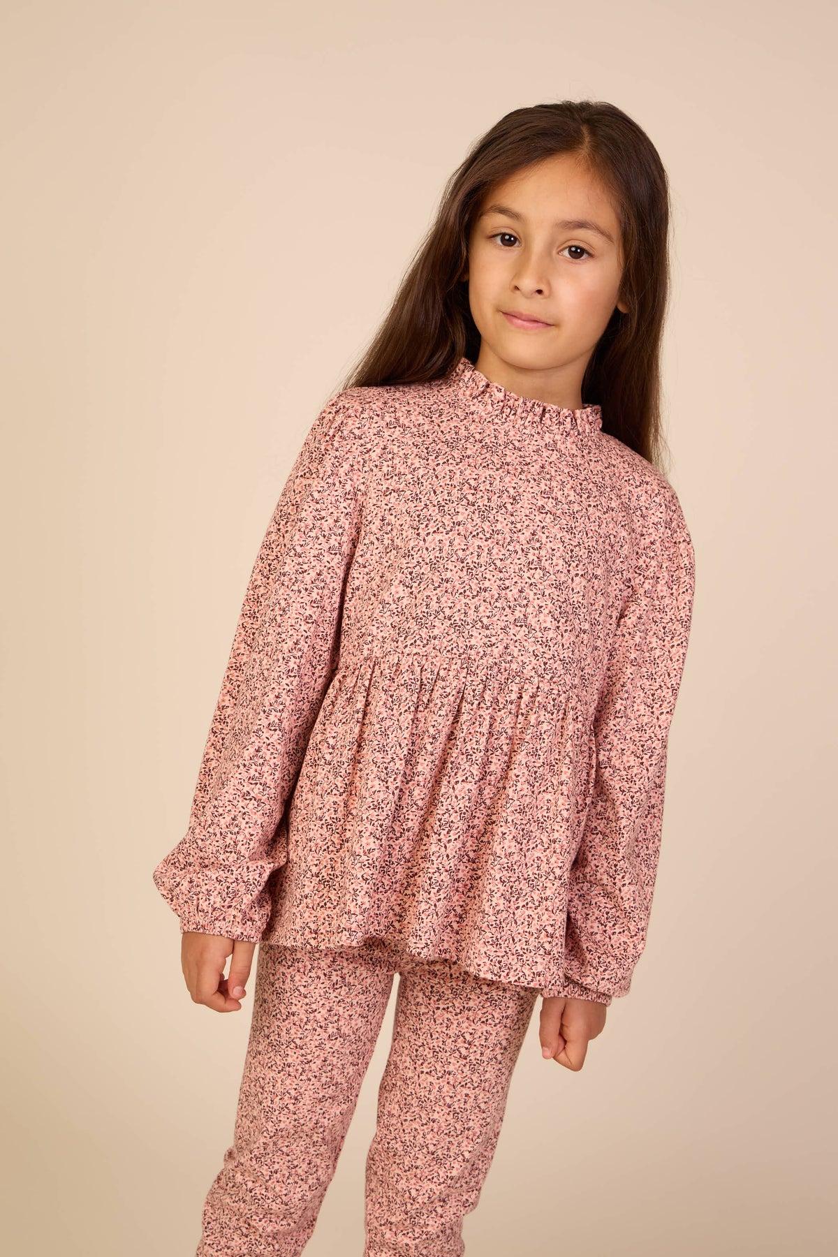 Jersey peplum blouse met print Tween - Rose/Bordeaux | 101544 Heidi