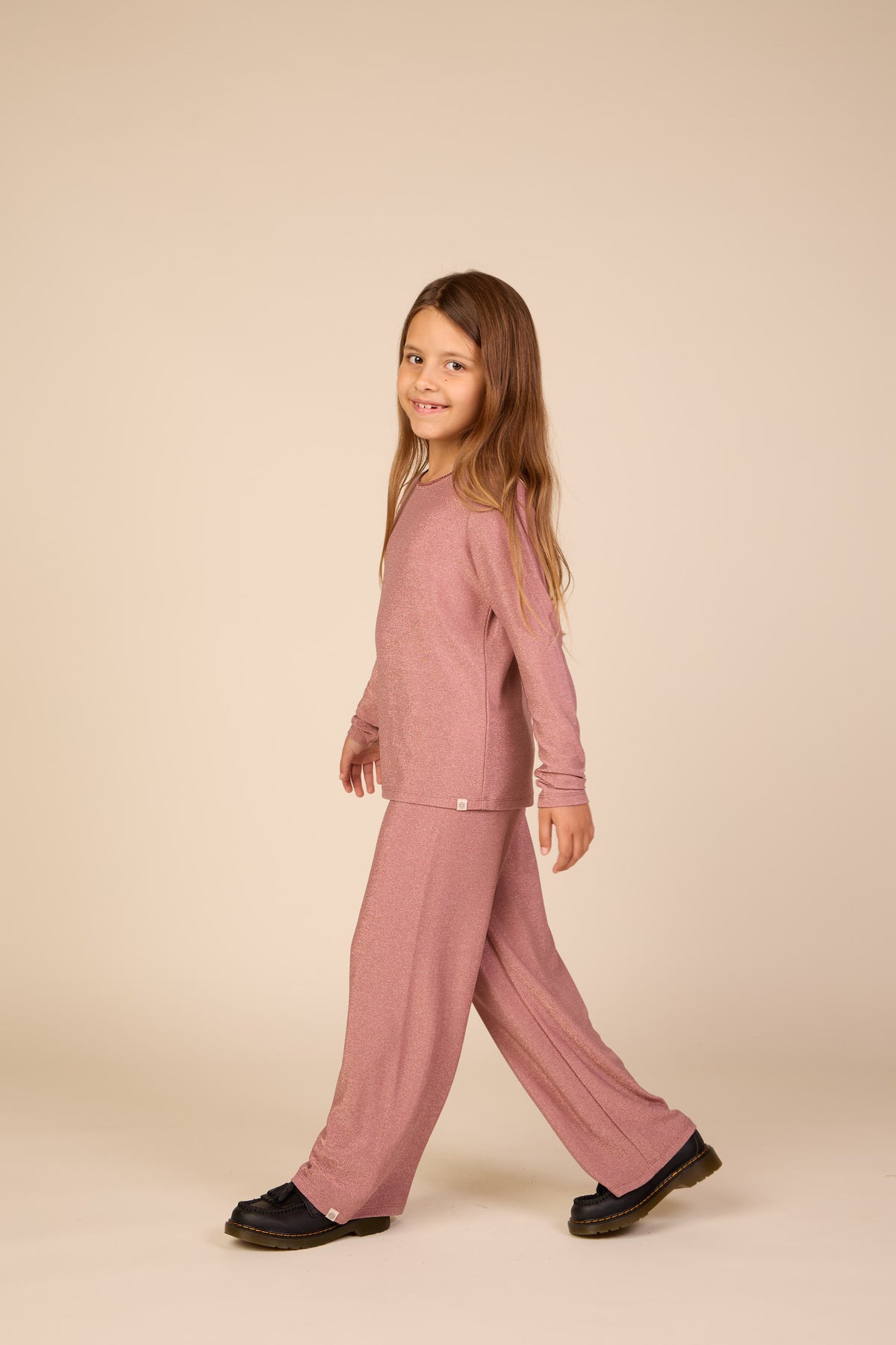 Broek met lurex Tween - Dusty Rose | 101670 Helen