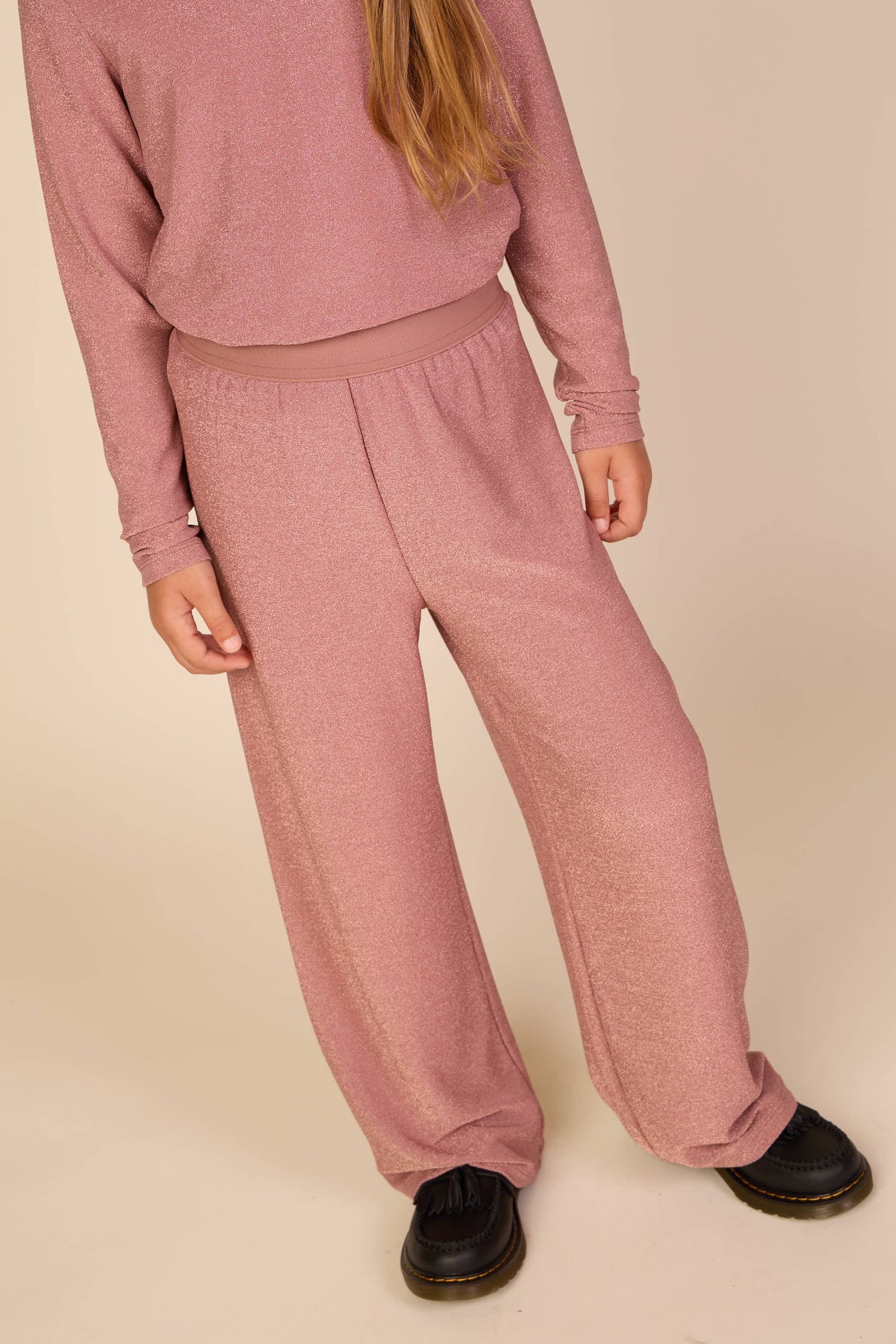 Broek met lurex Tween - Dusty Rose | 101670 Helen