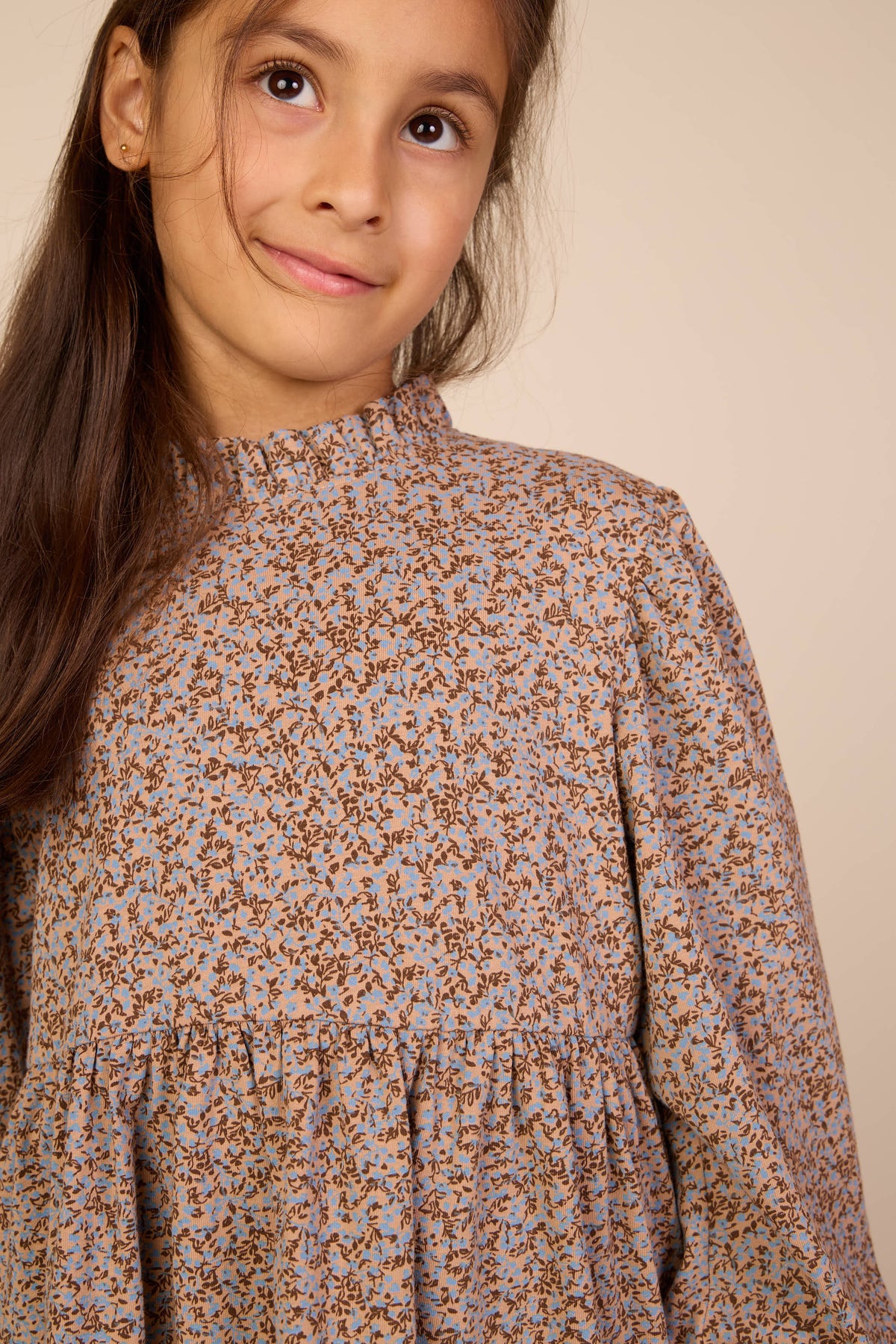 Jersey peplum blouse met print Tween - Blue/Brown | 101542 Heidi