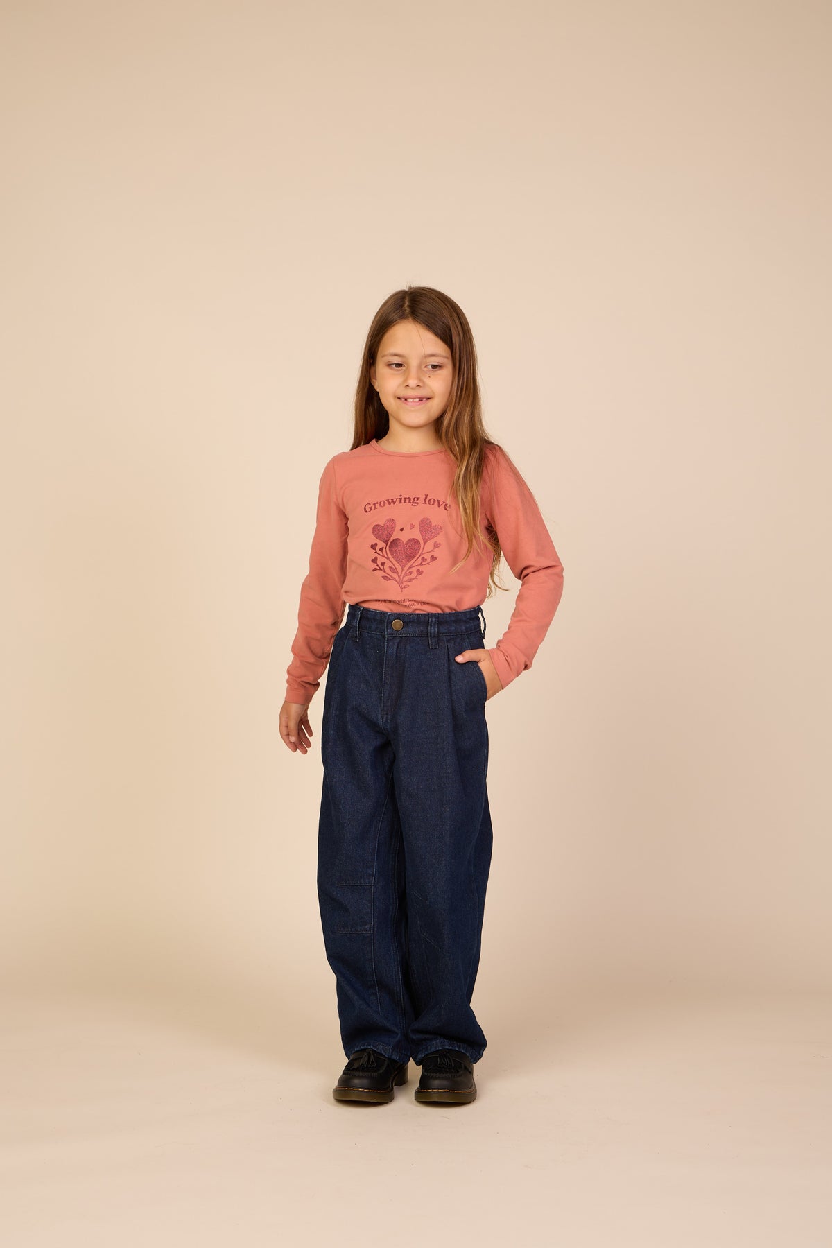 Langarmshirt met glitterprint Tween - Dusty Rose | 101714 Piper