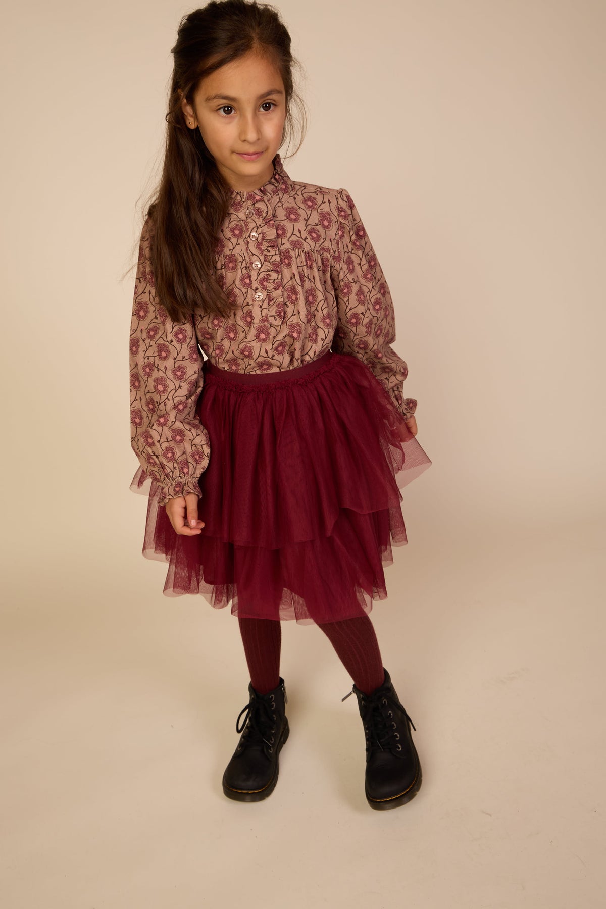 Gebloemde katoenen blouse Tween - Rose/Bordeaux | 101434 Nova