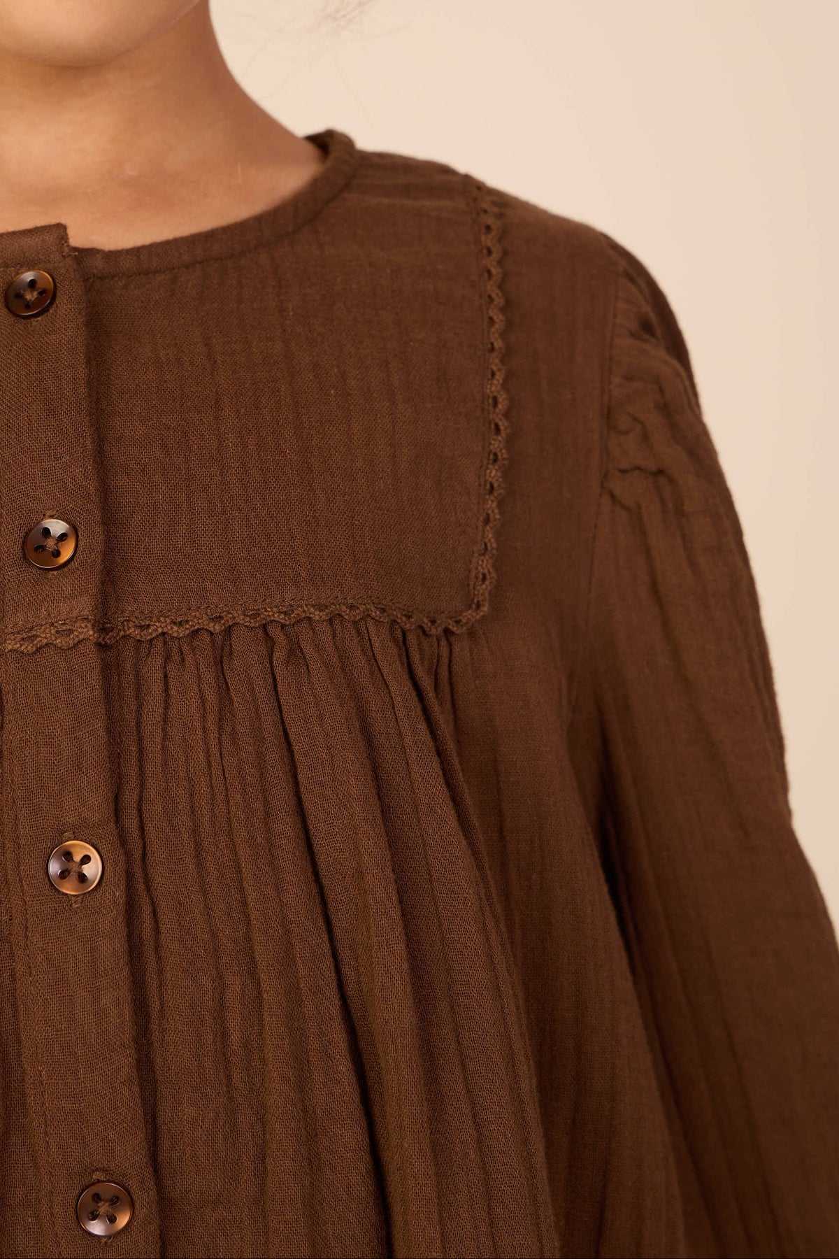 Blouse van double gauze katoen Kids - Brown | 101463 Celina