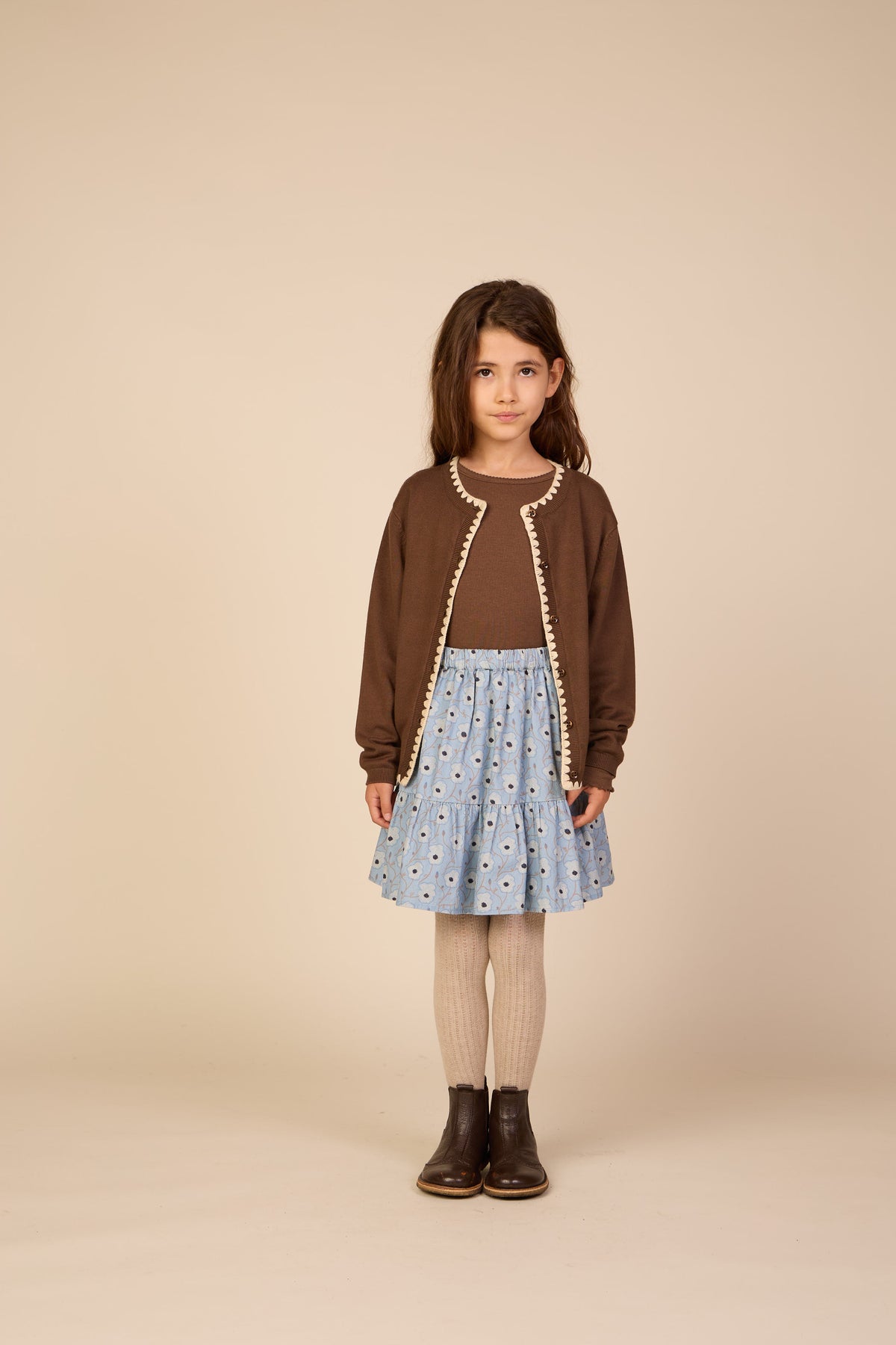 Gebloemde katoenen rok Tween - Blue/Brown | 101432 Nova