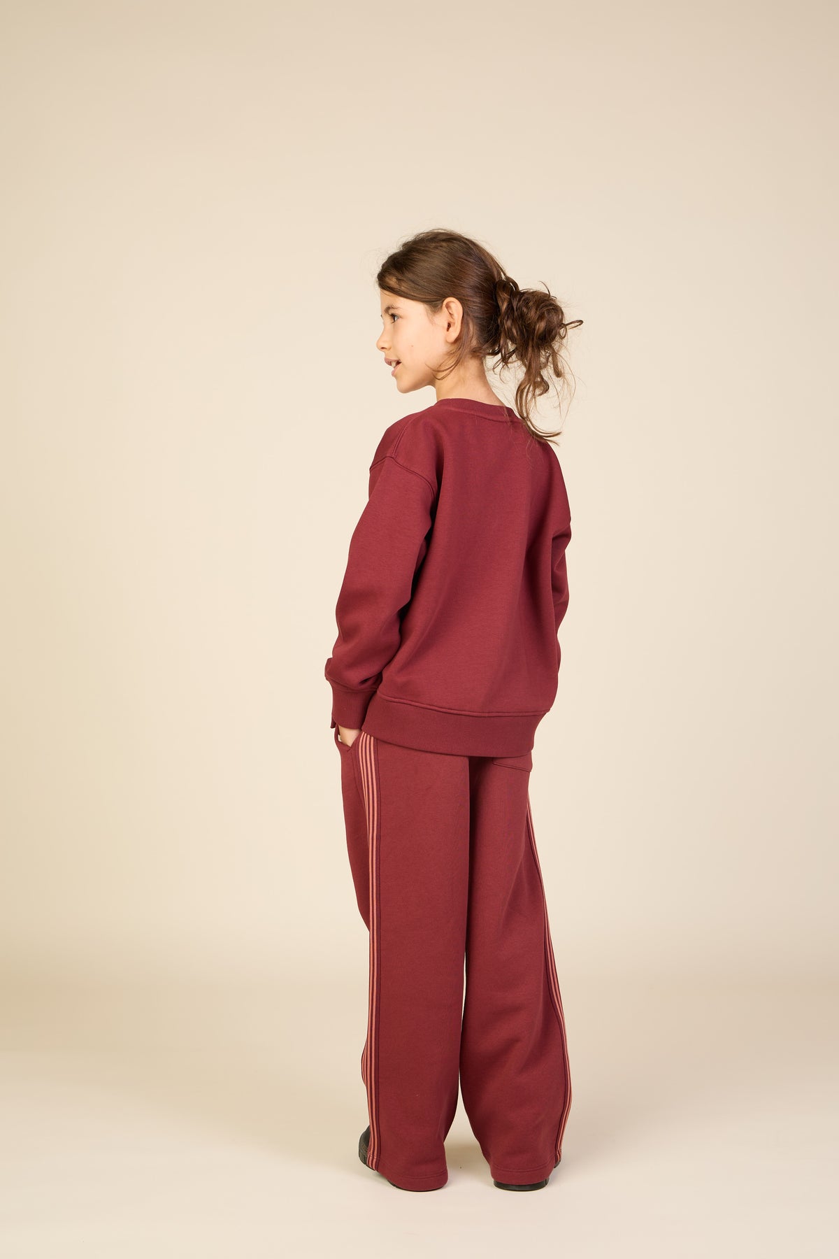 Sweatshirt met ribdetails Tween - Bordeaux | 101625 Zoe