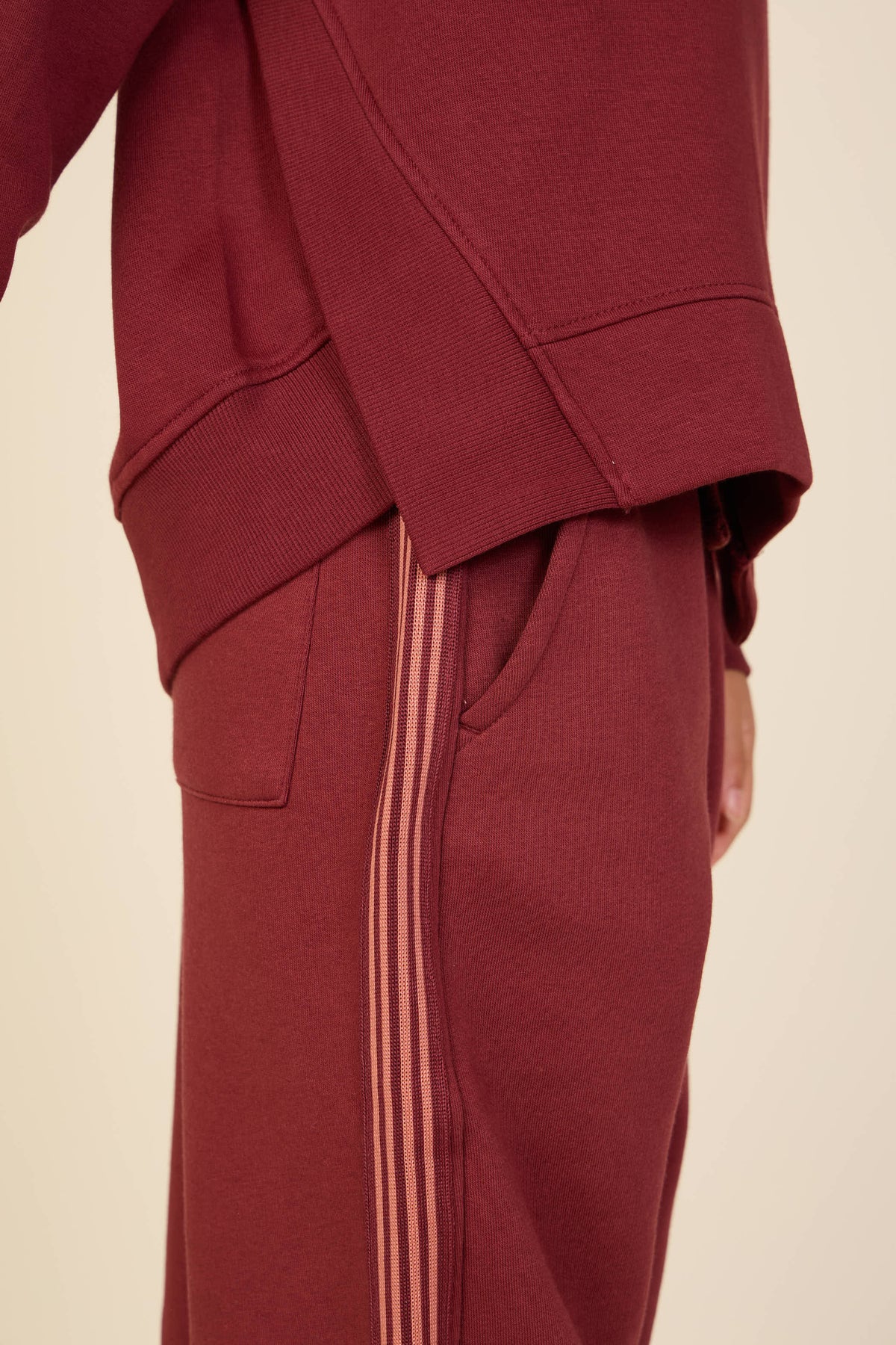 Sweatshirt met ribdetails Tween - Bordeaux | 101625 Zoe