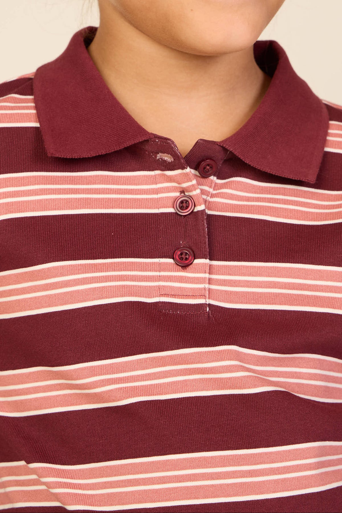 Gestreepte jersey polo met lange mouwen Kids - Bordeaux | 101697 Hope