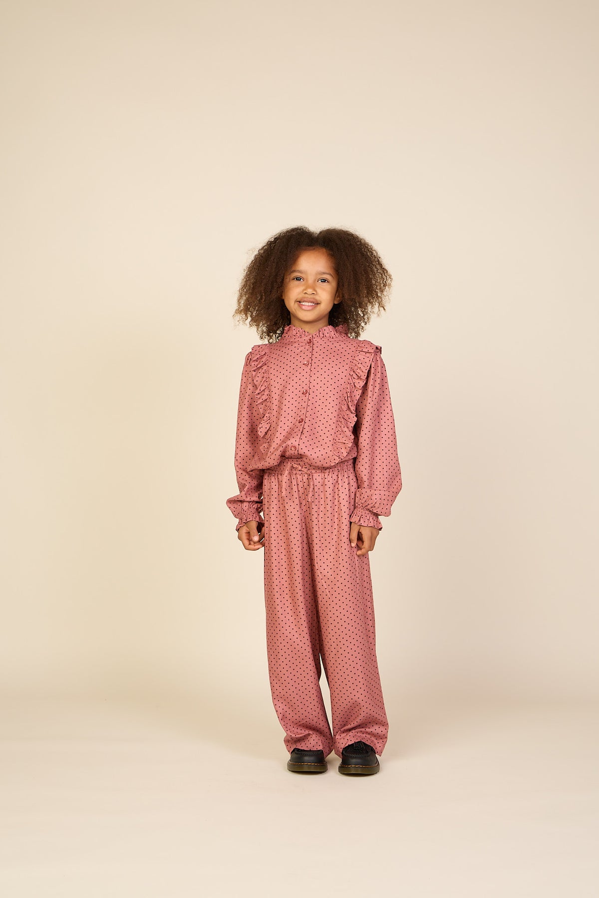 Viscose blouse met stippen en ruches Tween - Dusty Rose/Bordeaux | 101661 Feline
