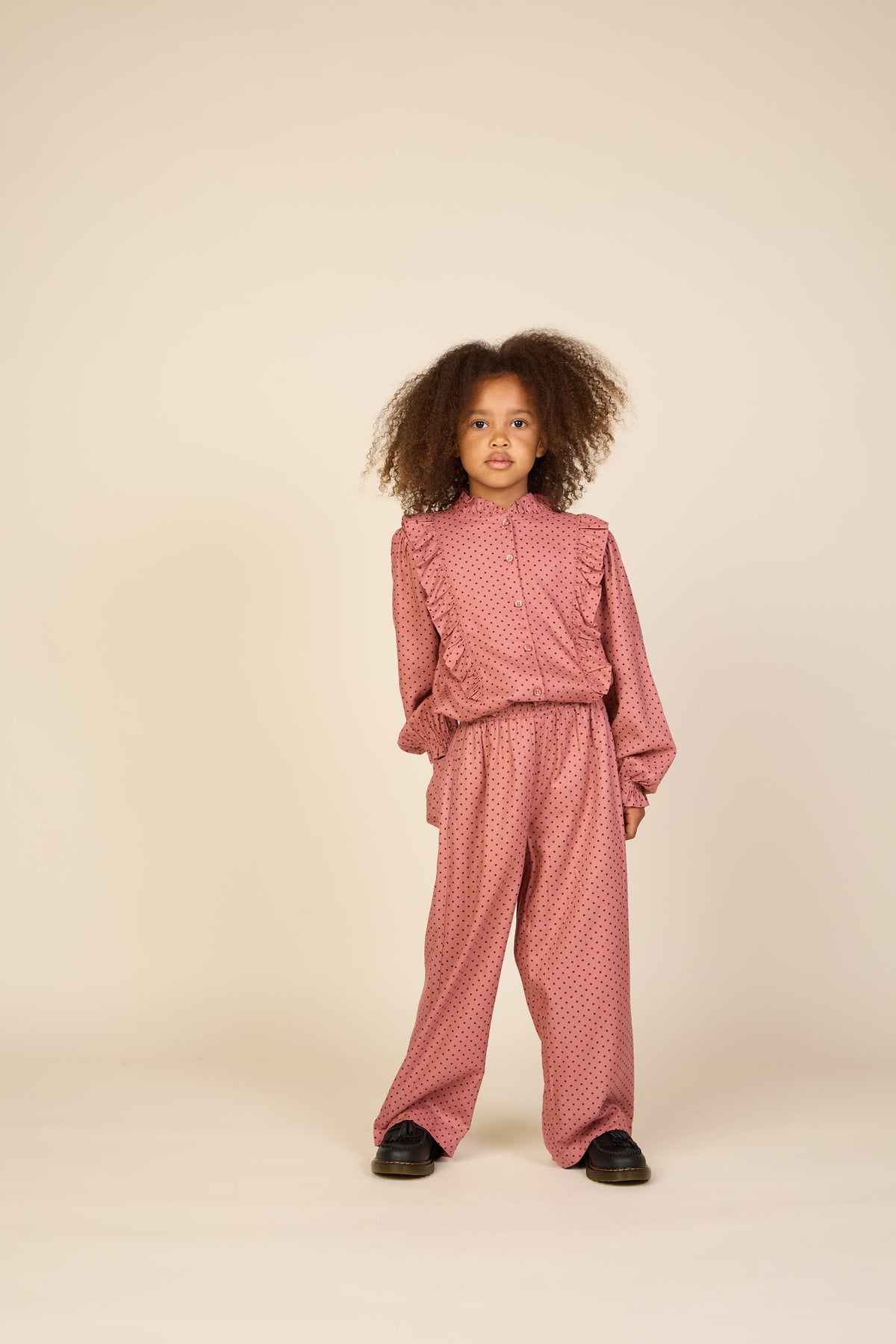 Wide-leg broek in viscose met stippen Tween - Dusty Rose/Bordeaux | 101659 Feline