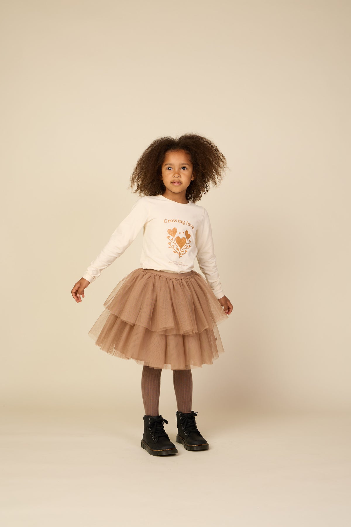 Langarmshirt met glitterprint Kids - Offwhite | 101711 Piper