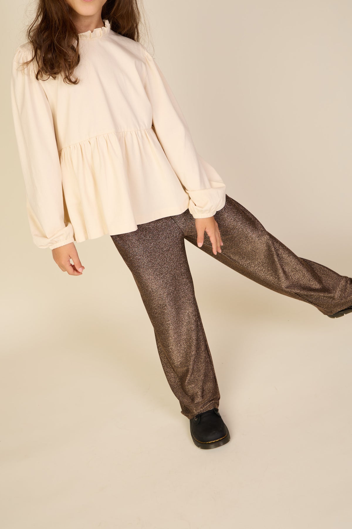 Broek met lurex Tween - Dark Brown | 101668 Helen