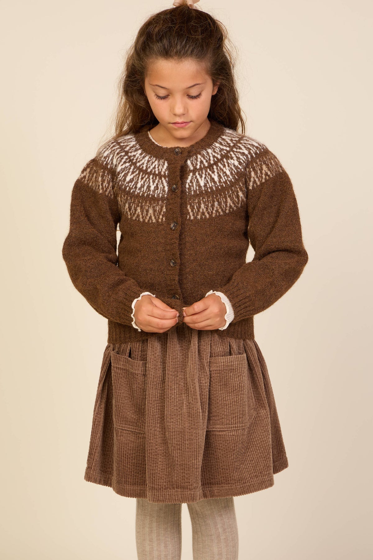 Jacquard gebreid vest Tween - Brown | 101524 Daniella