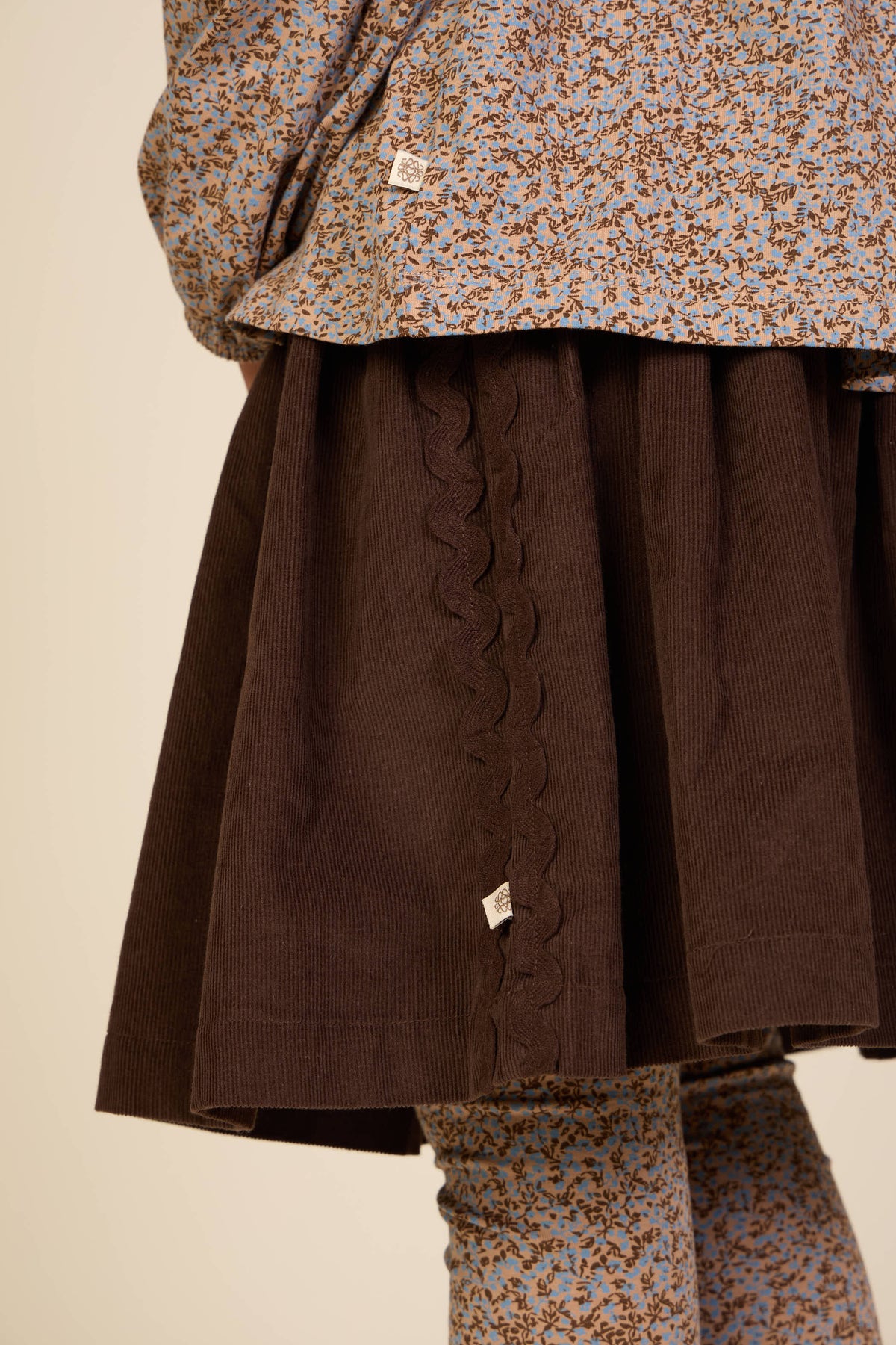 Corduroy rok met zigzagband Tween - Dark Brown | 101478 Sille