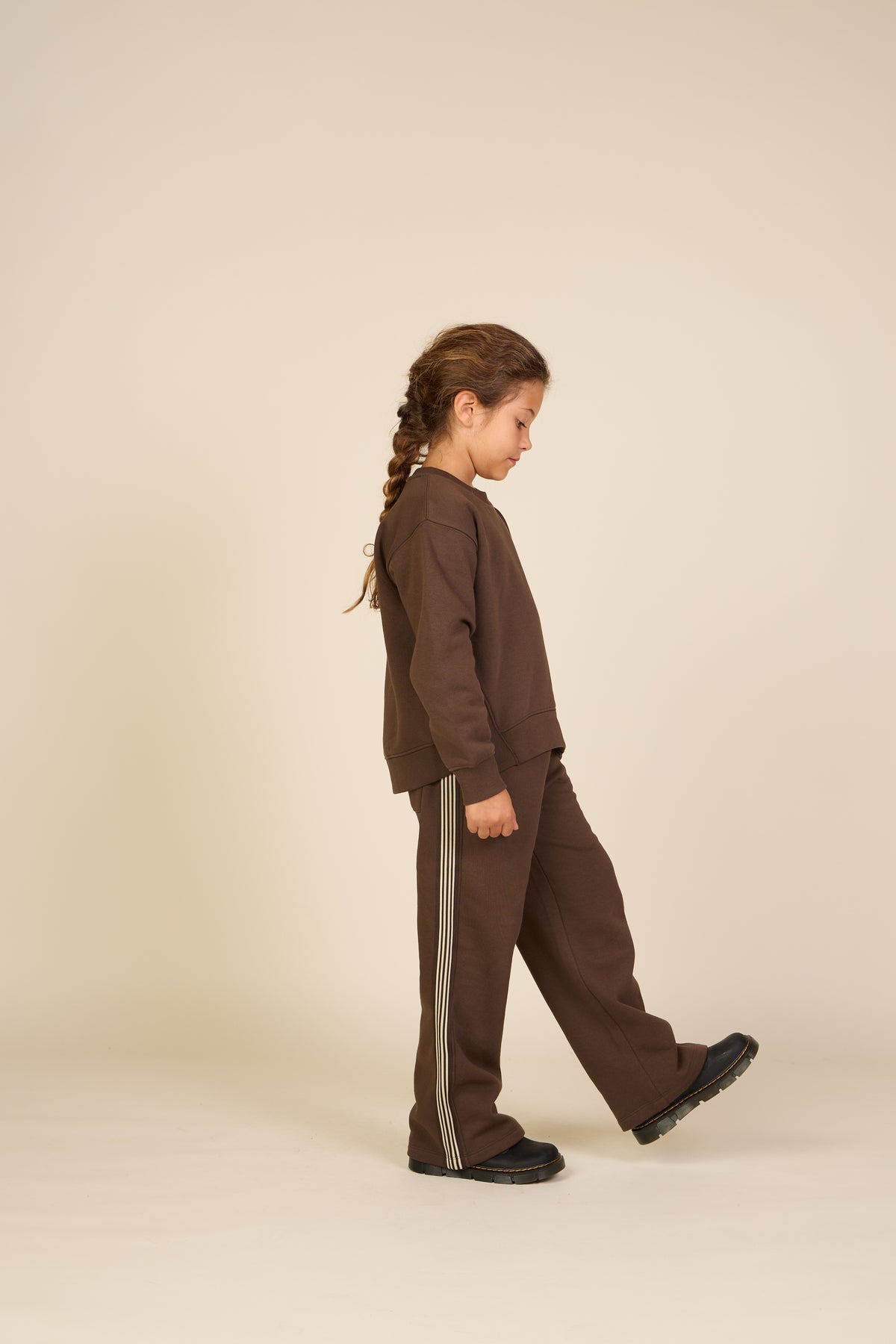 Joggingbroek met zijband Tween - Dark Brown | 101631 Zoe