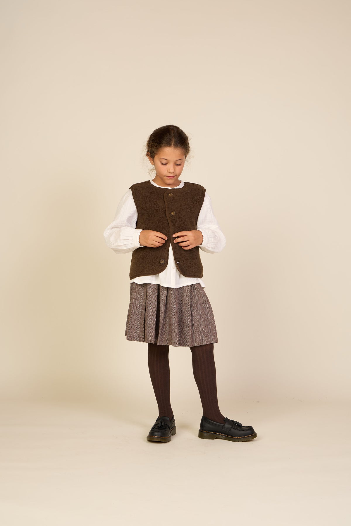 Katoenen rok met visgraatprint Tween - Dark Brown | 101521 Susse