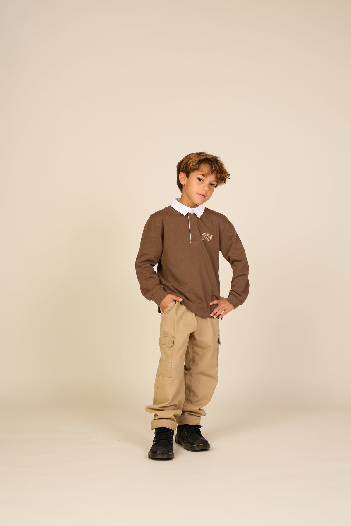 Jersey polo met lange mouwen Tween - Dark Brown | 101694 Ruben