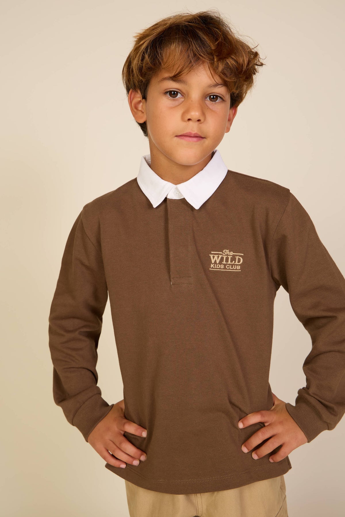 Jersey polo met lange mouwen Tween - Dark Brown | 101694 Ruben