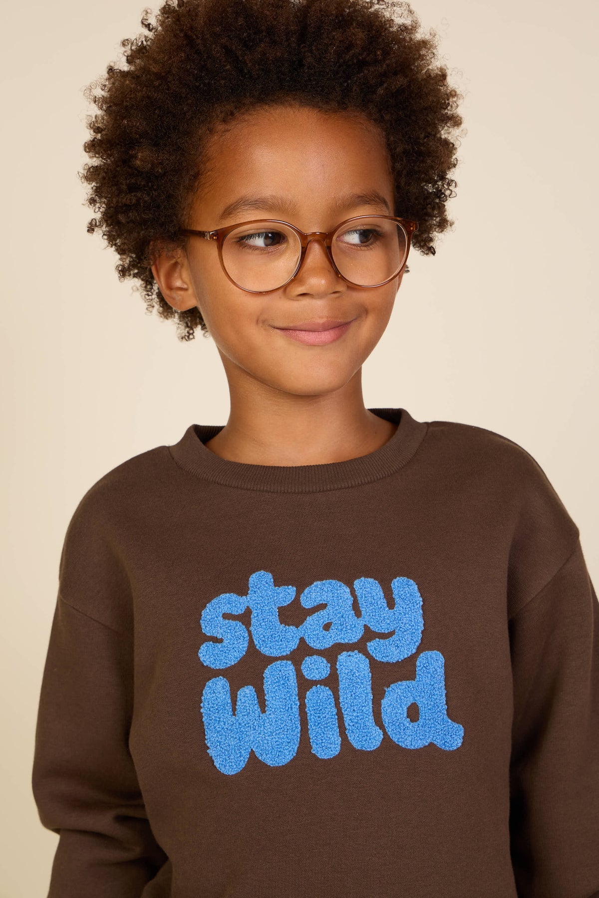 Sweatshirt met ronde hals en badstofborduursel Tween - Dark Brown | 101623 Joel