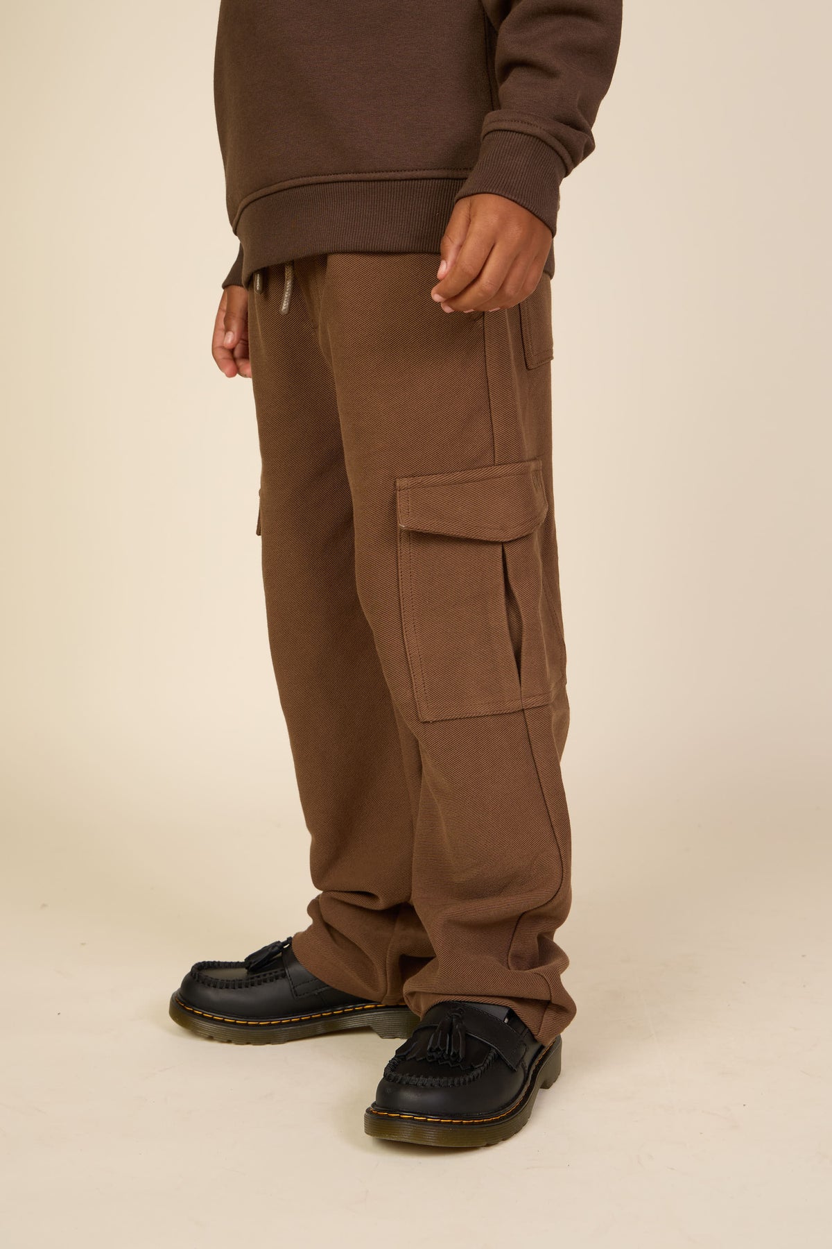 Cargo joggingbroek in gestructureerde sweatstof Tween - Brown | 101512 Wilder