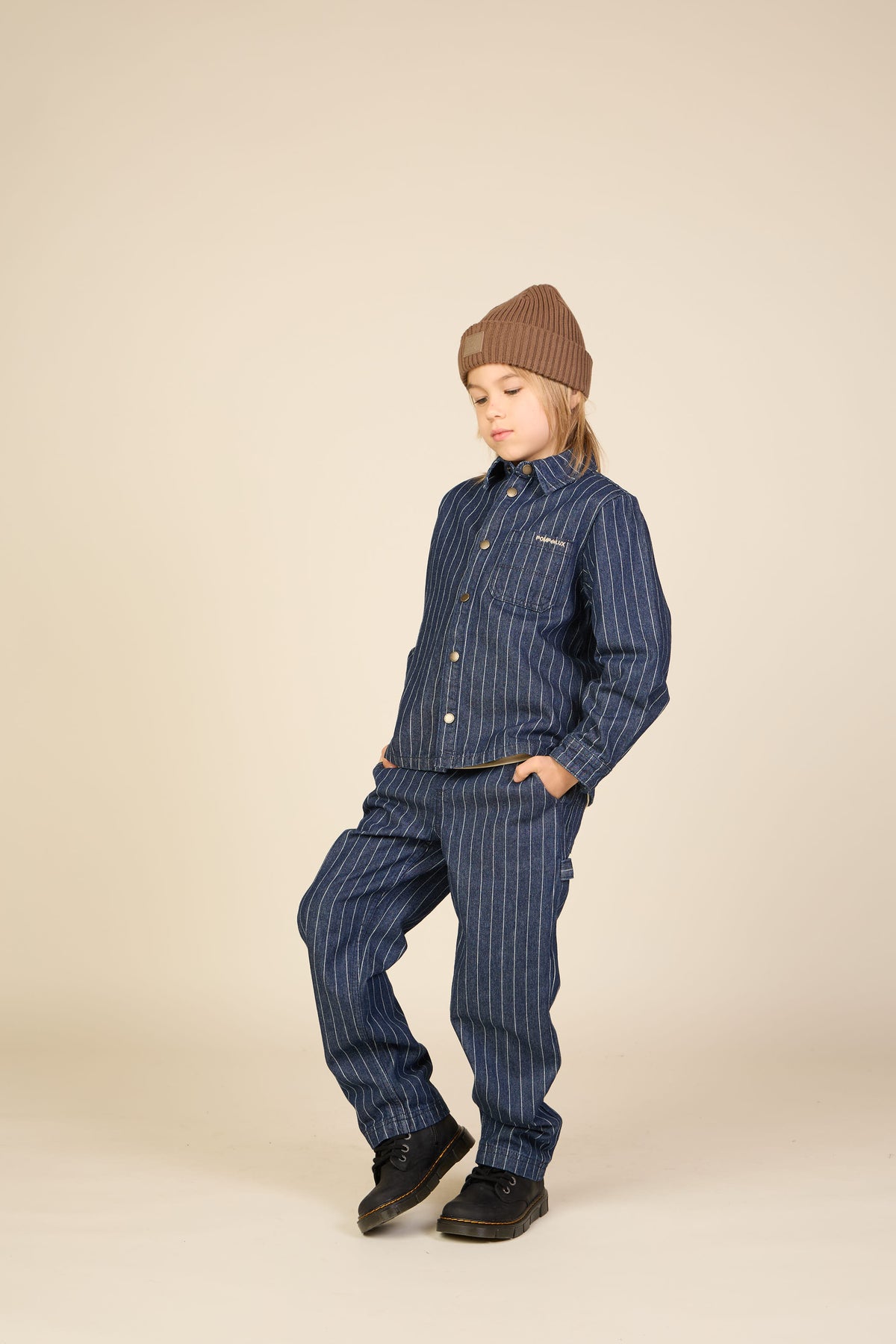 Denim overshirt met krijtstreep Tween - Dark Blue | 101515 Austin