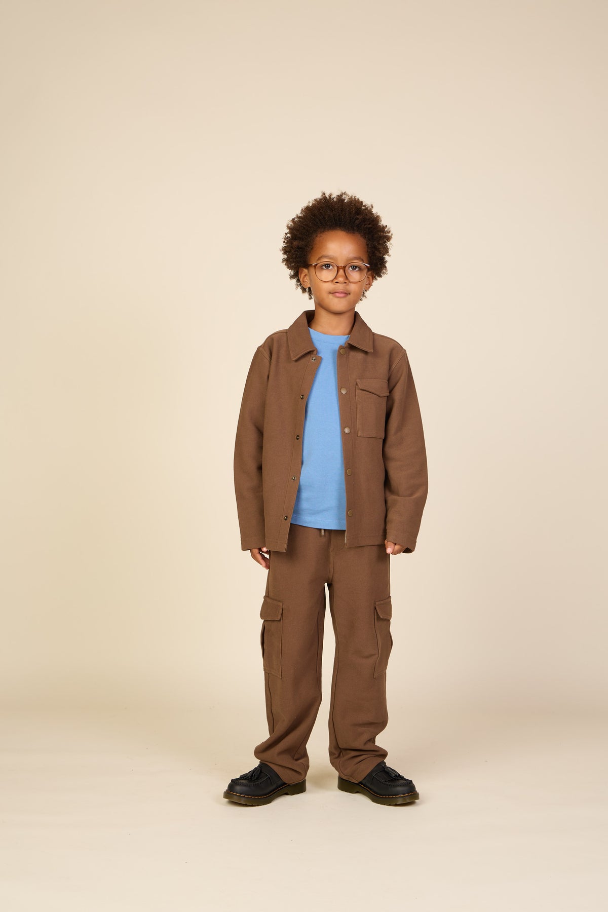 Overshirt in gestructureerde sweatstof Tween - Brown | 101502 Wilder