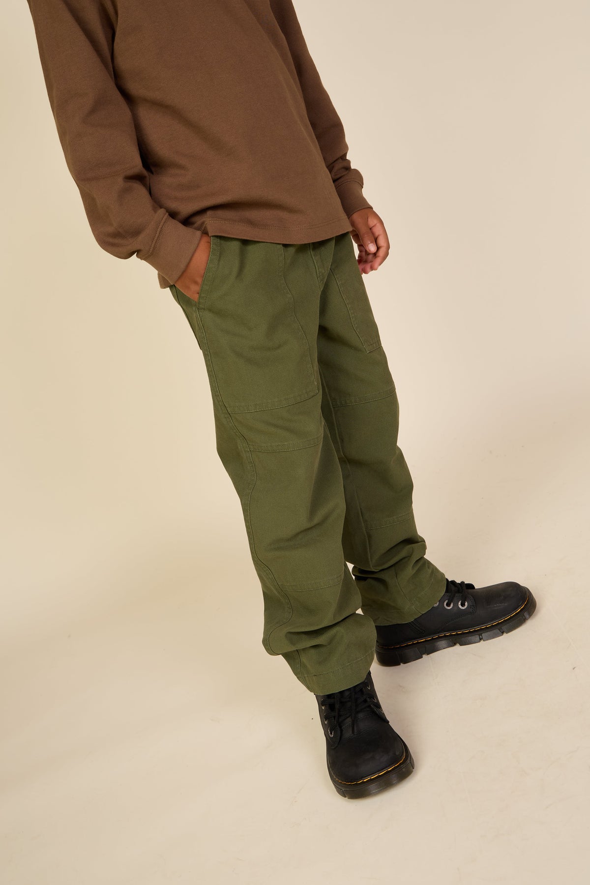 Canvas broek met opgestikte zakken Tween - Moss Green | 101536 Greyson