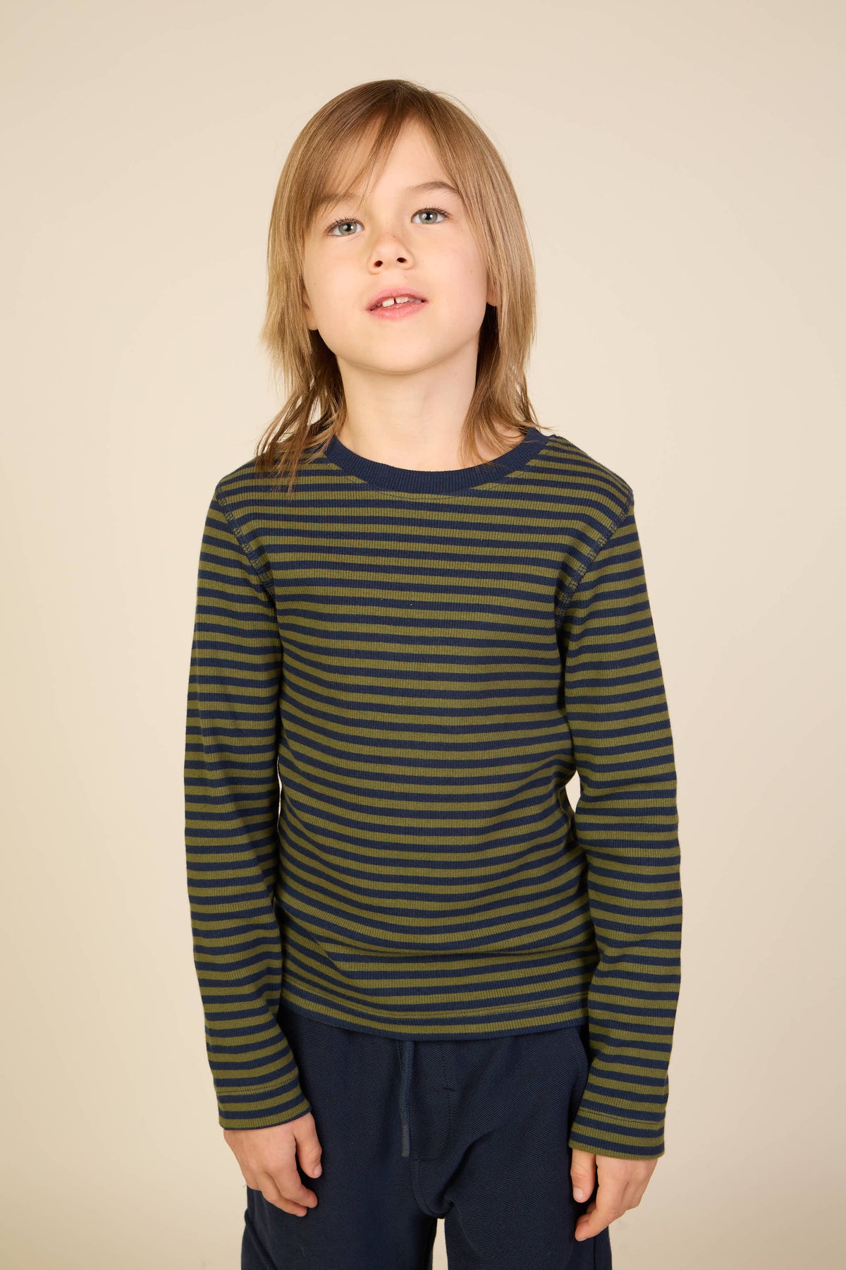 Geribd langarmshirt Tween - Moss Green/Navy Stripe | 101602 Conrad