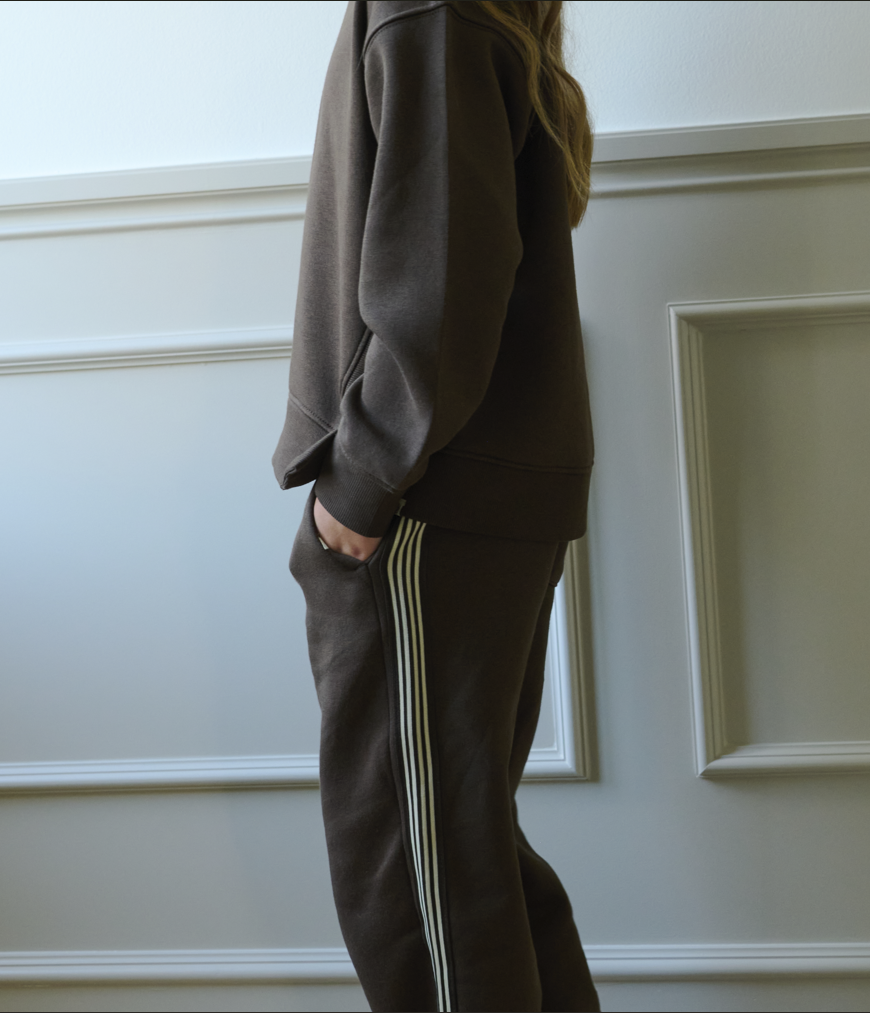 Joggingbroek met zijband Tween - Dark Brown | 101631 Zoe