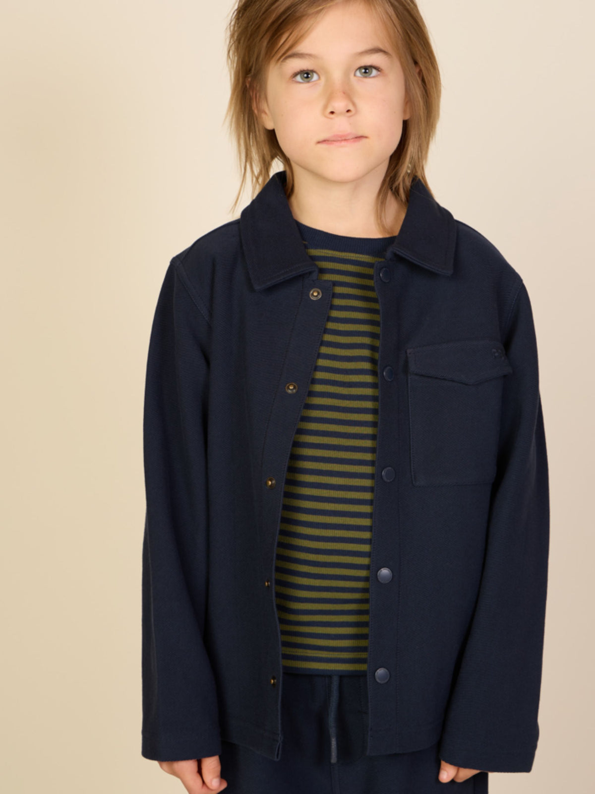 Overshirt in gestructureerde sweatstof Tween - Navy | 101501 Wilder
