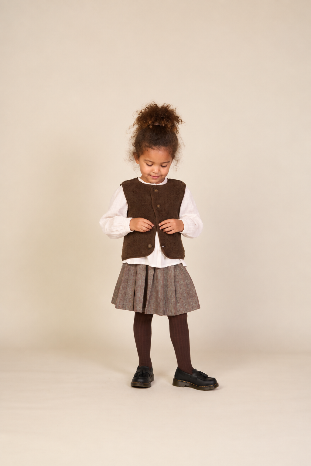 Katoenen rok met visgraatprint Kids - Dark Brown | 101520 Susse