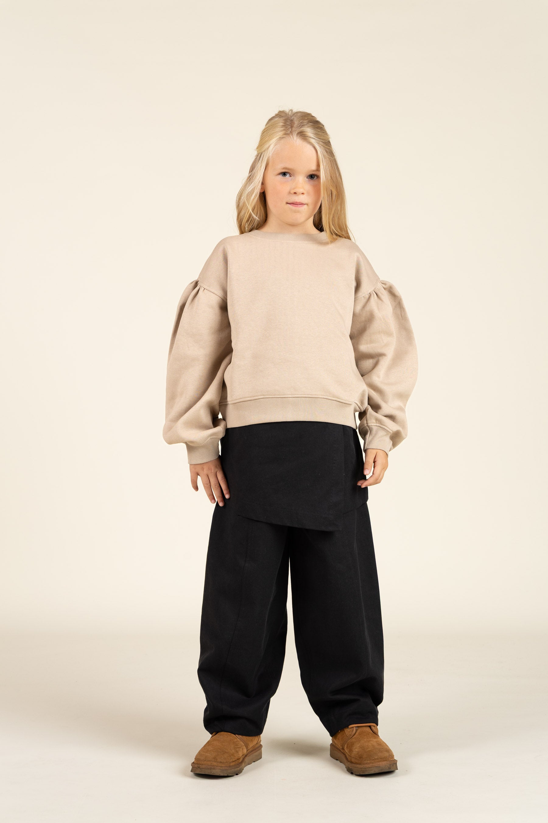 Tencel broek met barrel-pijpen - Tween - Black | 100133 Asta