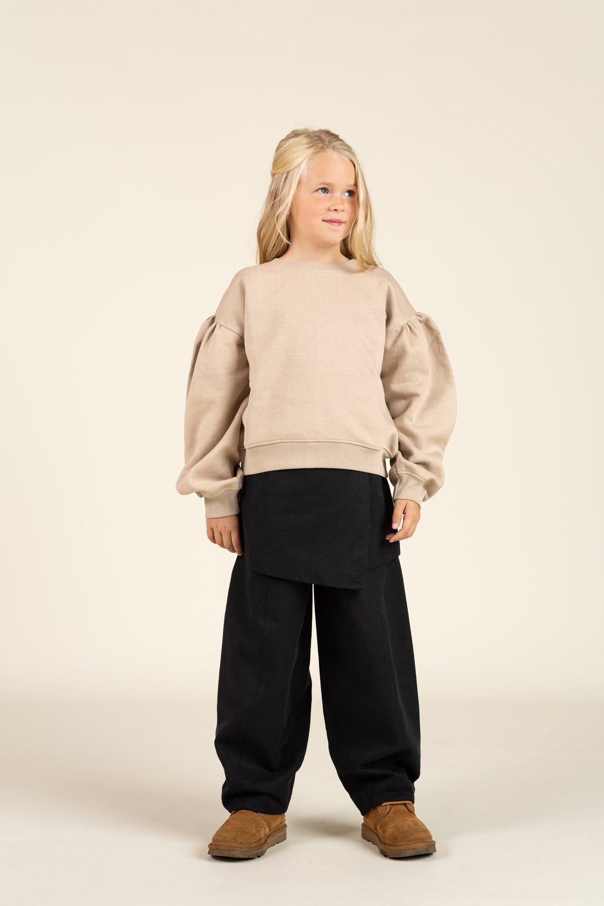 Tencel broek met barrel-pijpen - Tween - Black | 100133 Asta