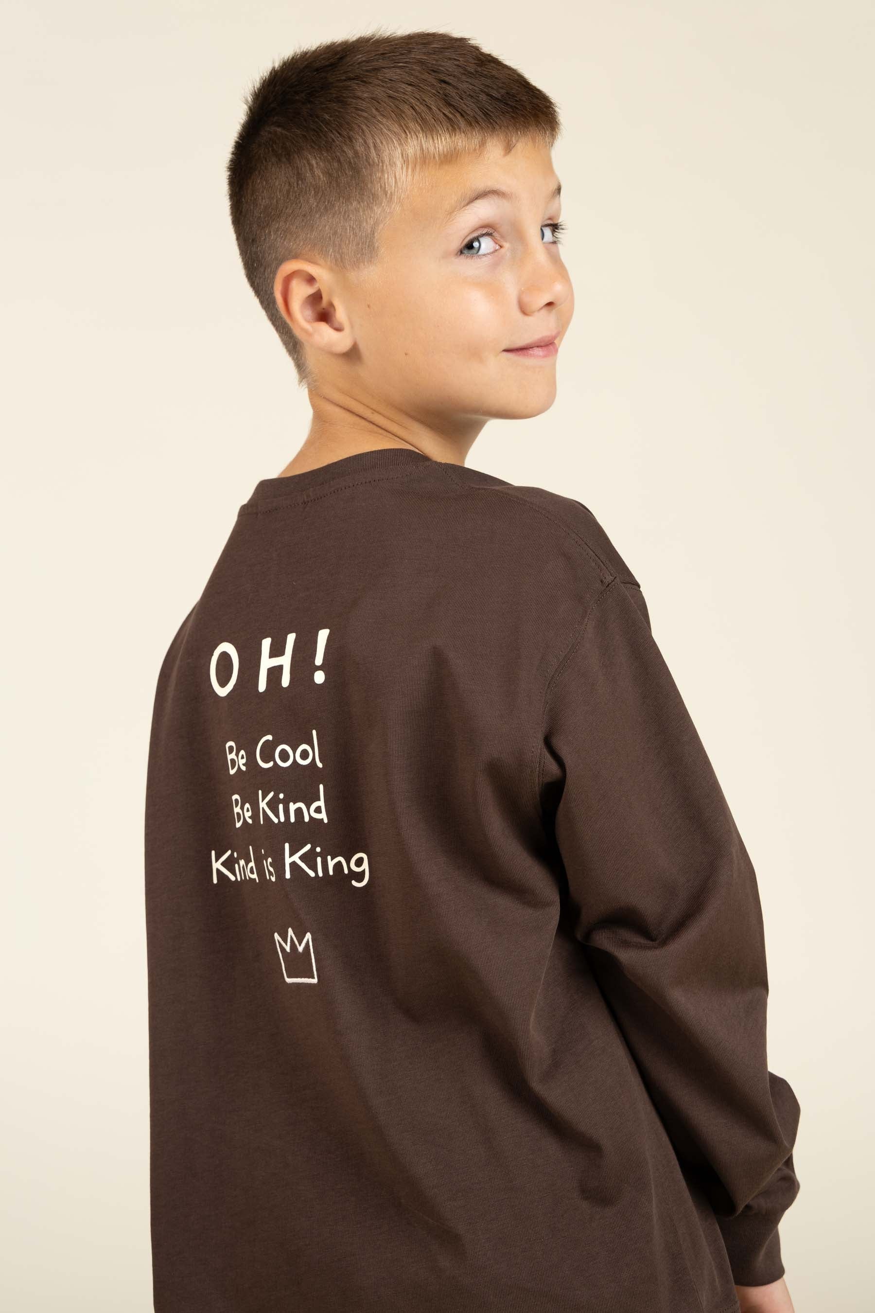 Oversized T-shirt met lange mouwen - Tween - Chocolate | 100852 August