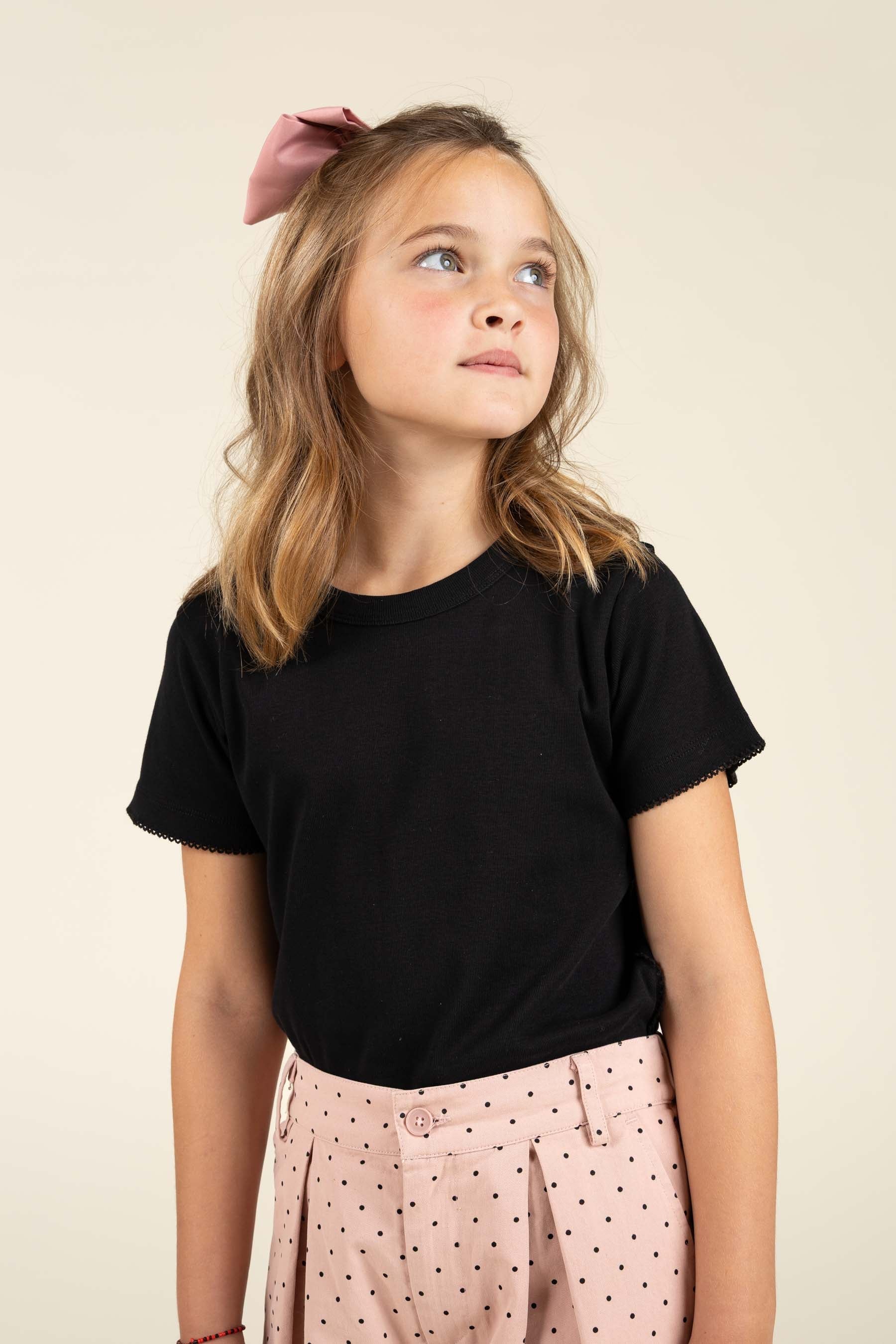 Getailleerd T-shirt met picotsteek - Tween - Black | 100379 Tina