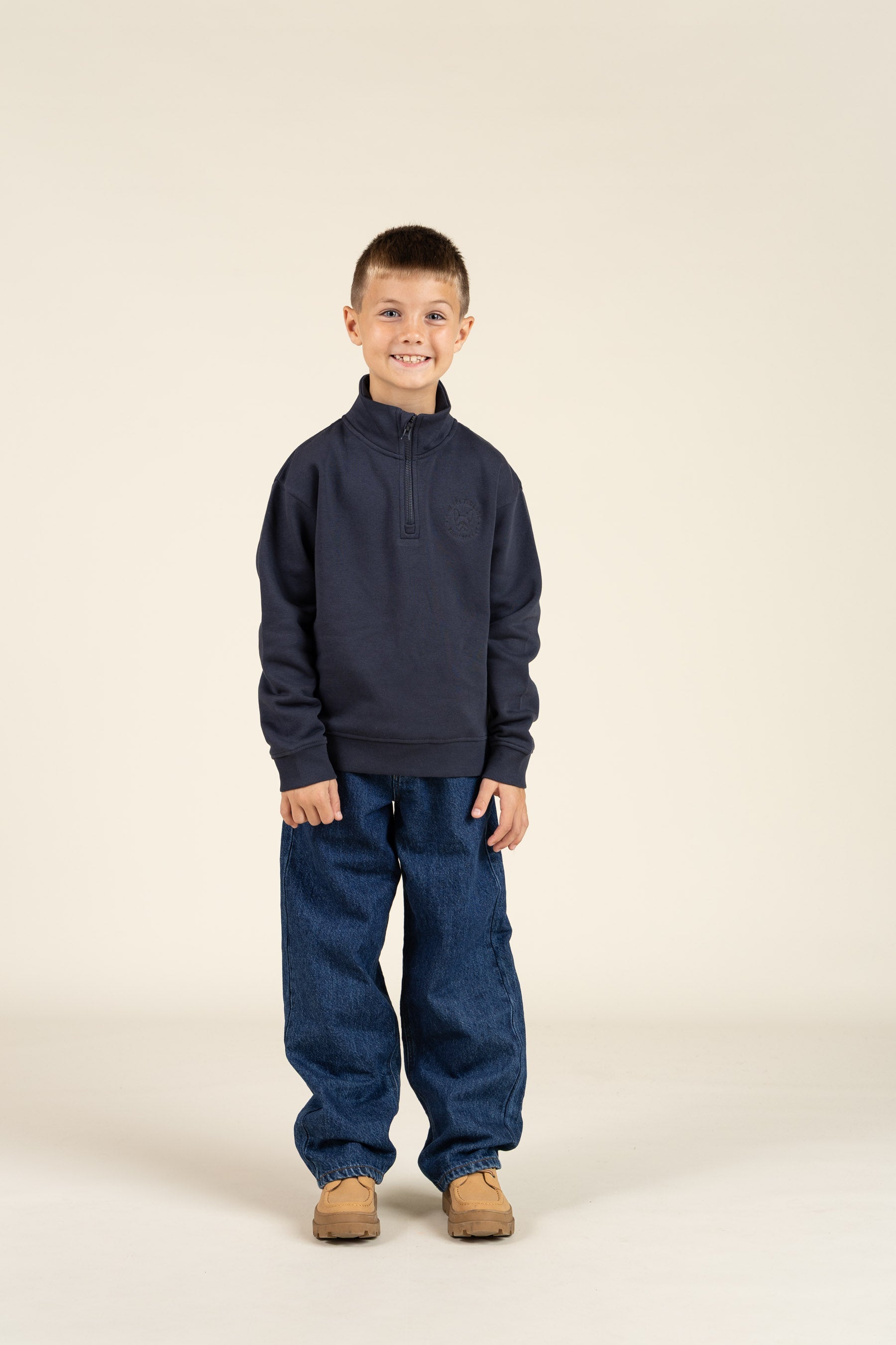 Sweatshirt met halve rits - Tween - Navy | 100807 Tristan
