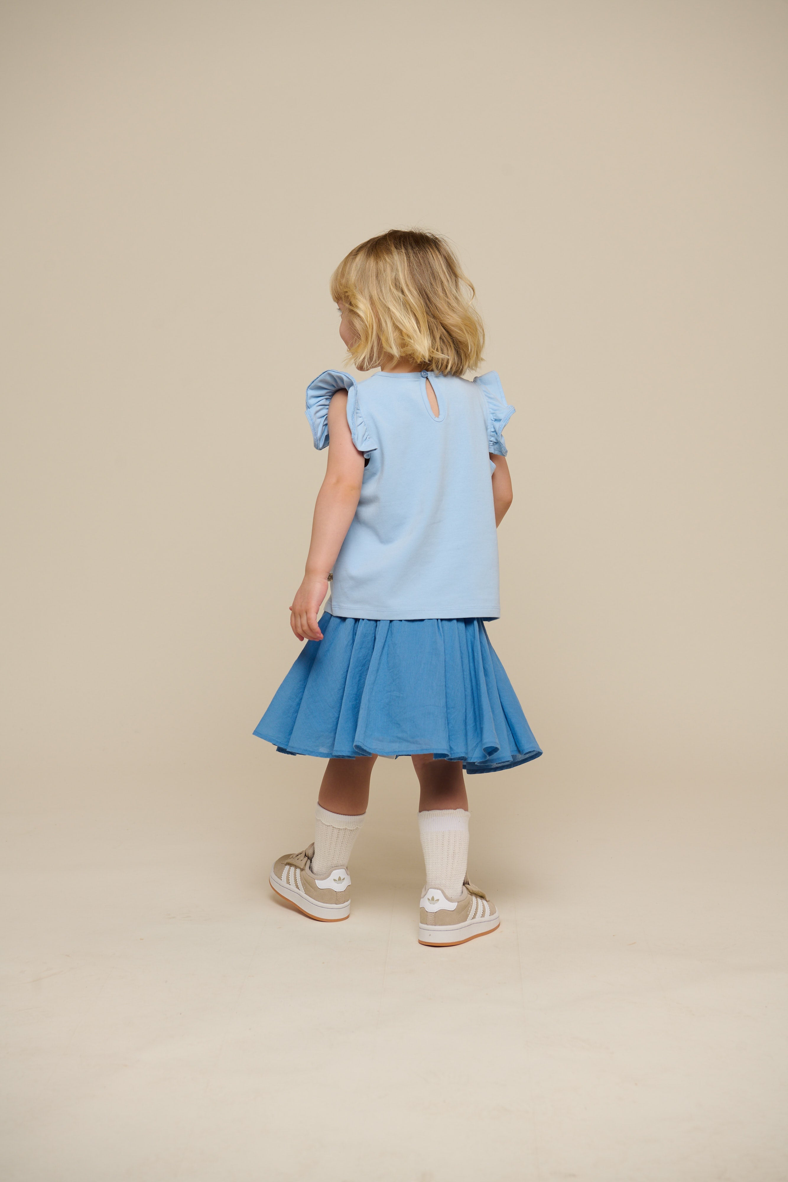 Jersey Top met Ruche - Kids - Powder Blue | 101267 Selma