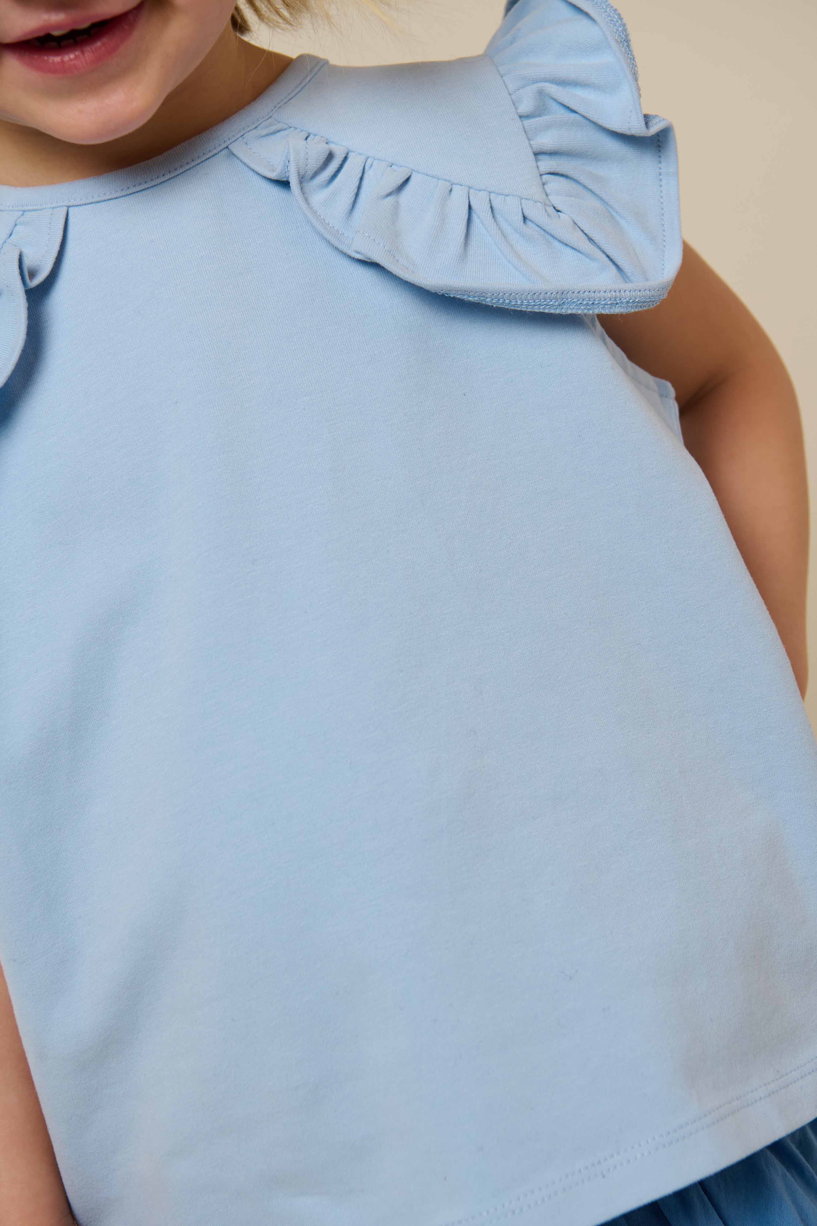 Jersey Top met Ruche - Kids - Powder Blue | 101267 Selma