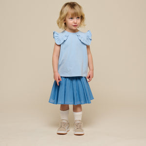 Jersey Top met Ruche - Kids - Powder Blue | 101267 Selma