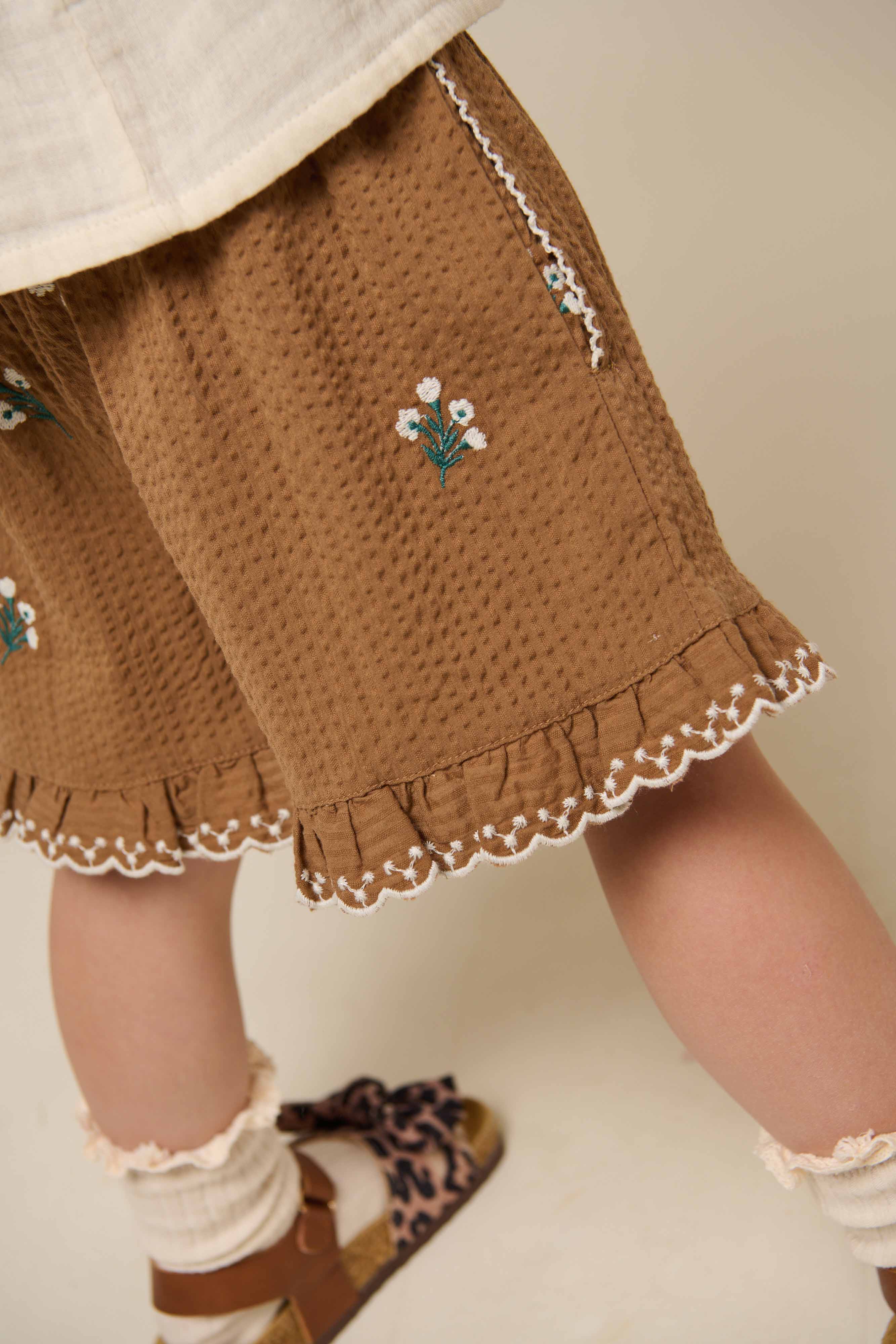 Geborduurde seersucker shorts - Kids - Coconut | 100986 Nora