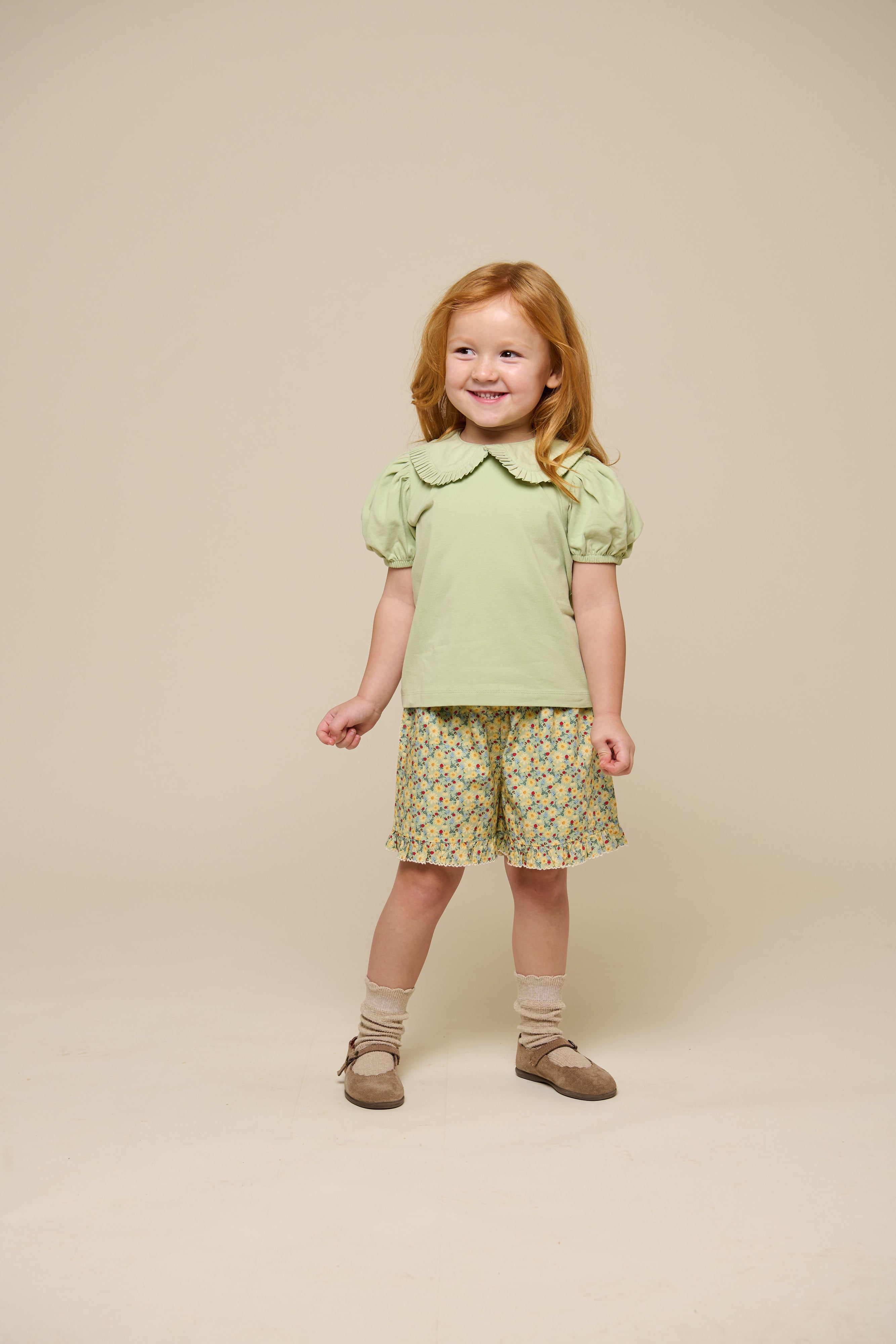 Bloemenbedrukte poplin shorts - Kids - Green | 100958 Poppy