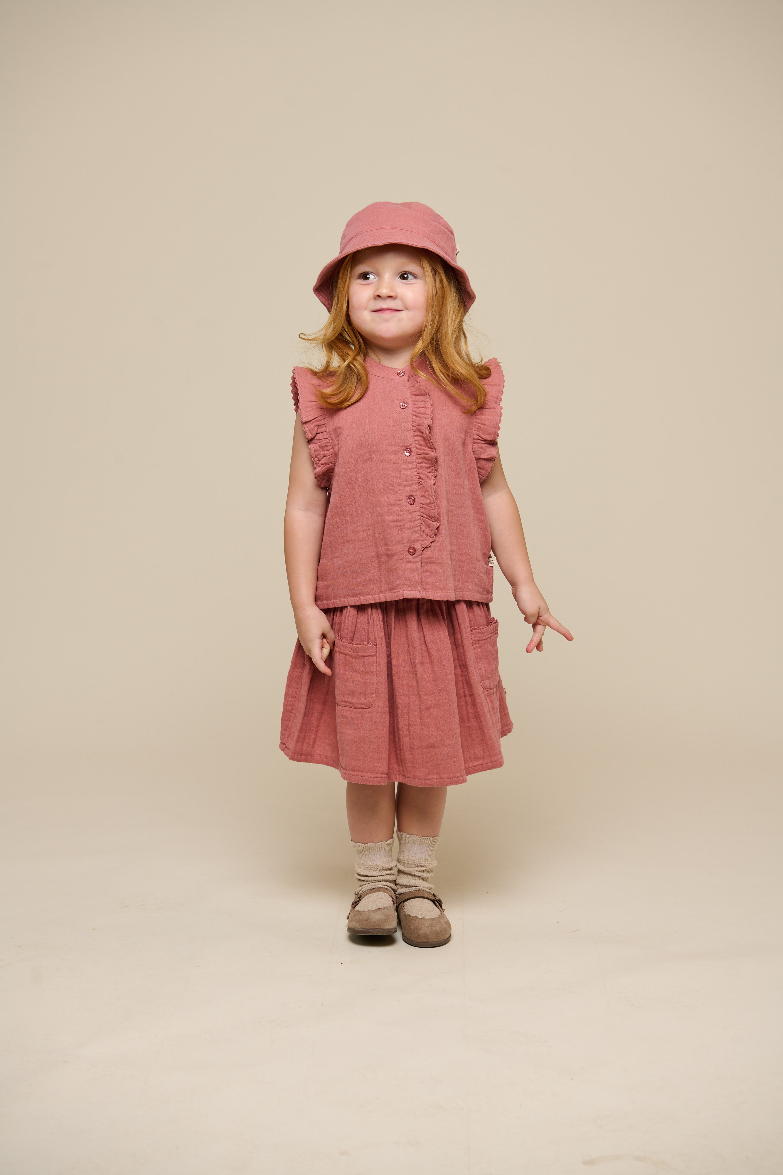 Mouwloze top van mousseline - Kids - Old Rose | 100932 Jasmine