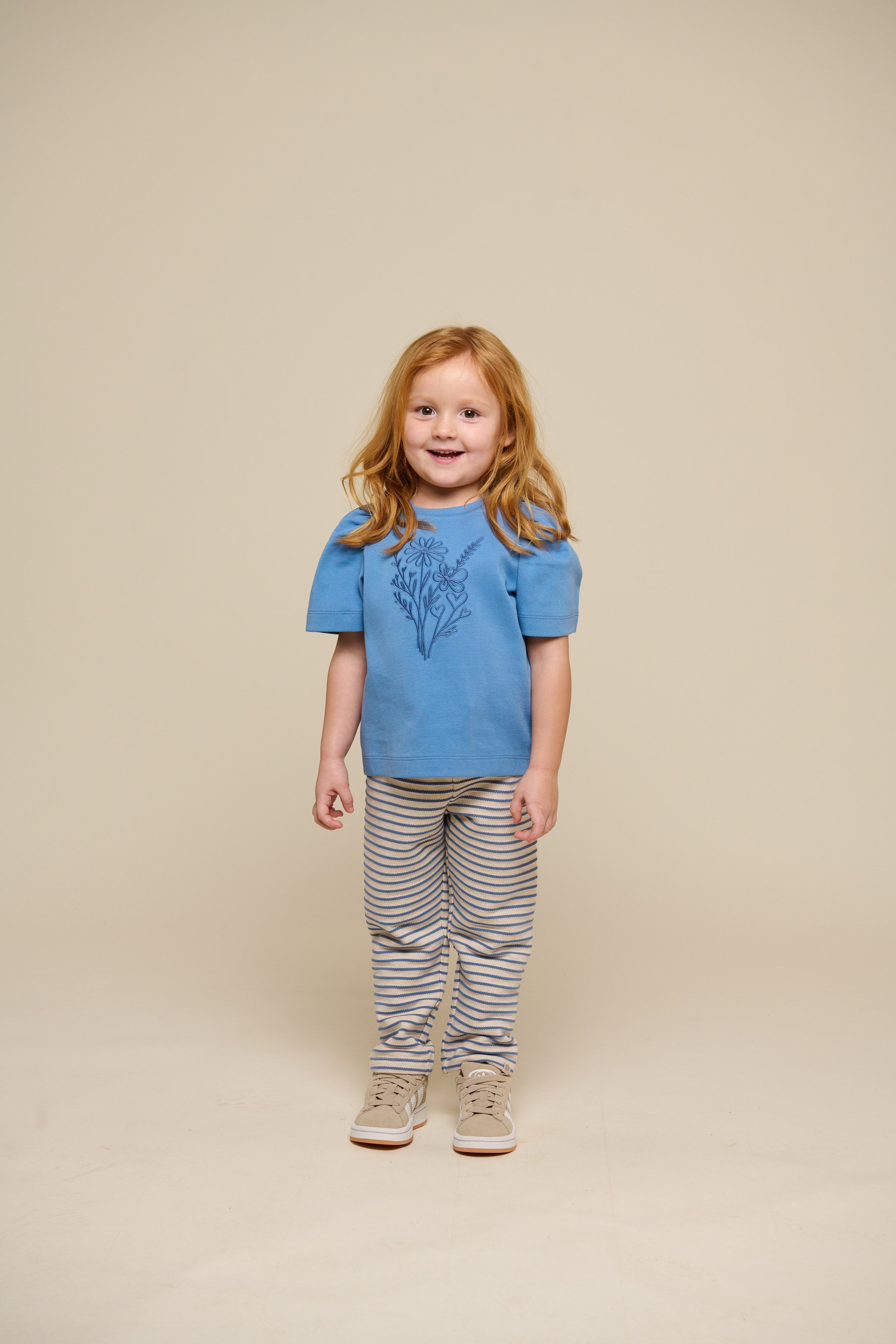 T-shirt met Borduursel - Kids - Dusty Blue | 101237 Amanda