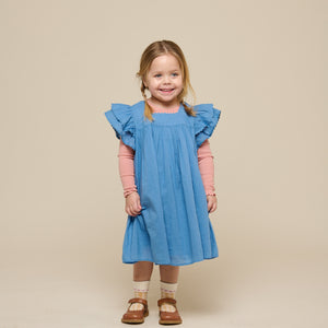 Katoenen jurk met Ric Rac Ruche - Kids - Dusty Blue | 101036 Alma